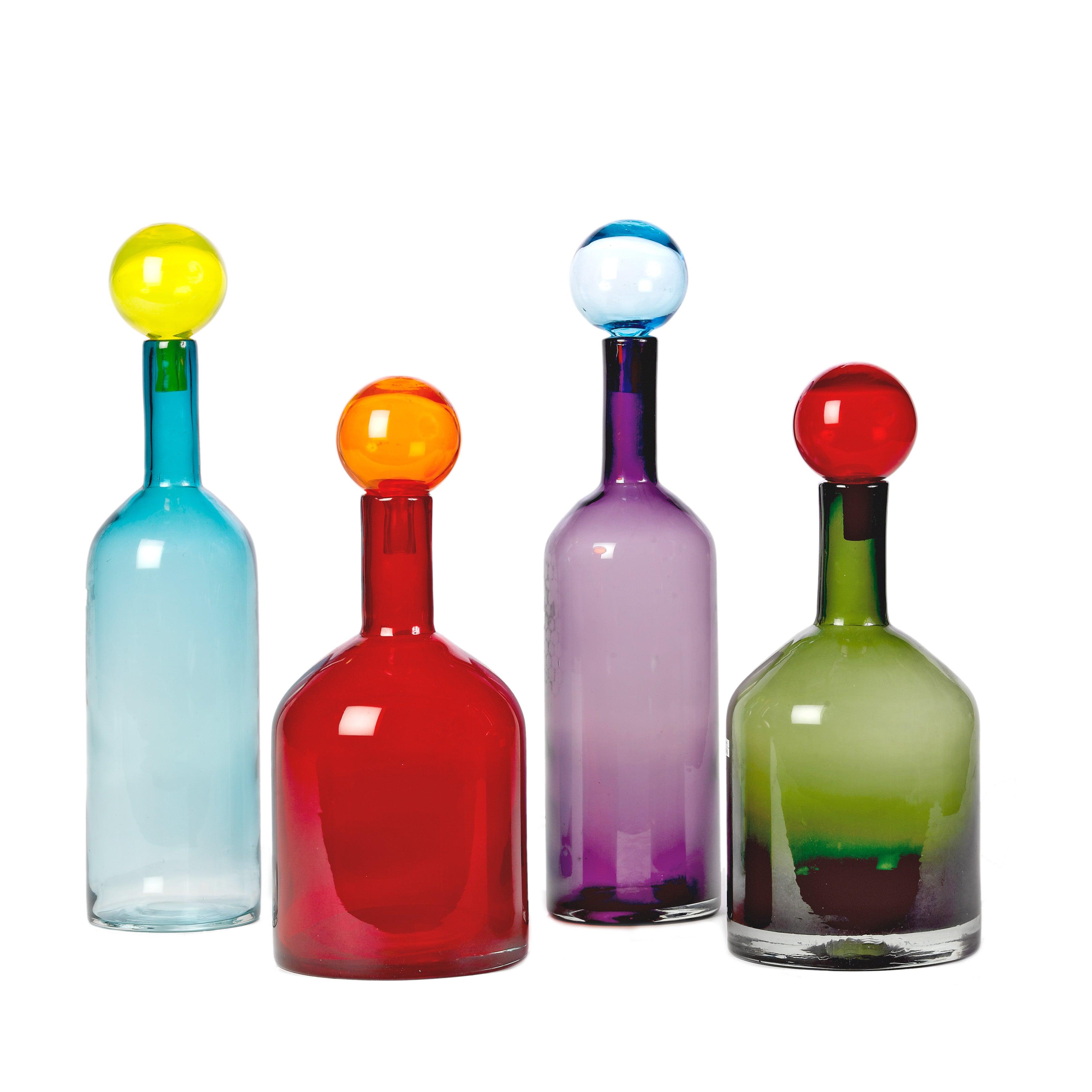 Zestaw butelek BUBBLES AND BOTTLES kolorowe szkło Pols Potten Ø18 x 33 cm / Ø13 x 44 cm Eye on Design