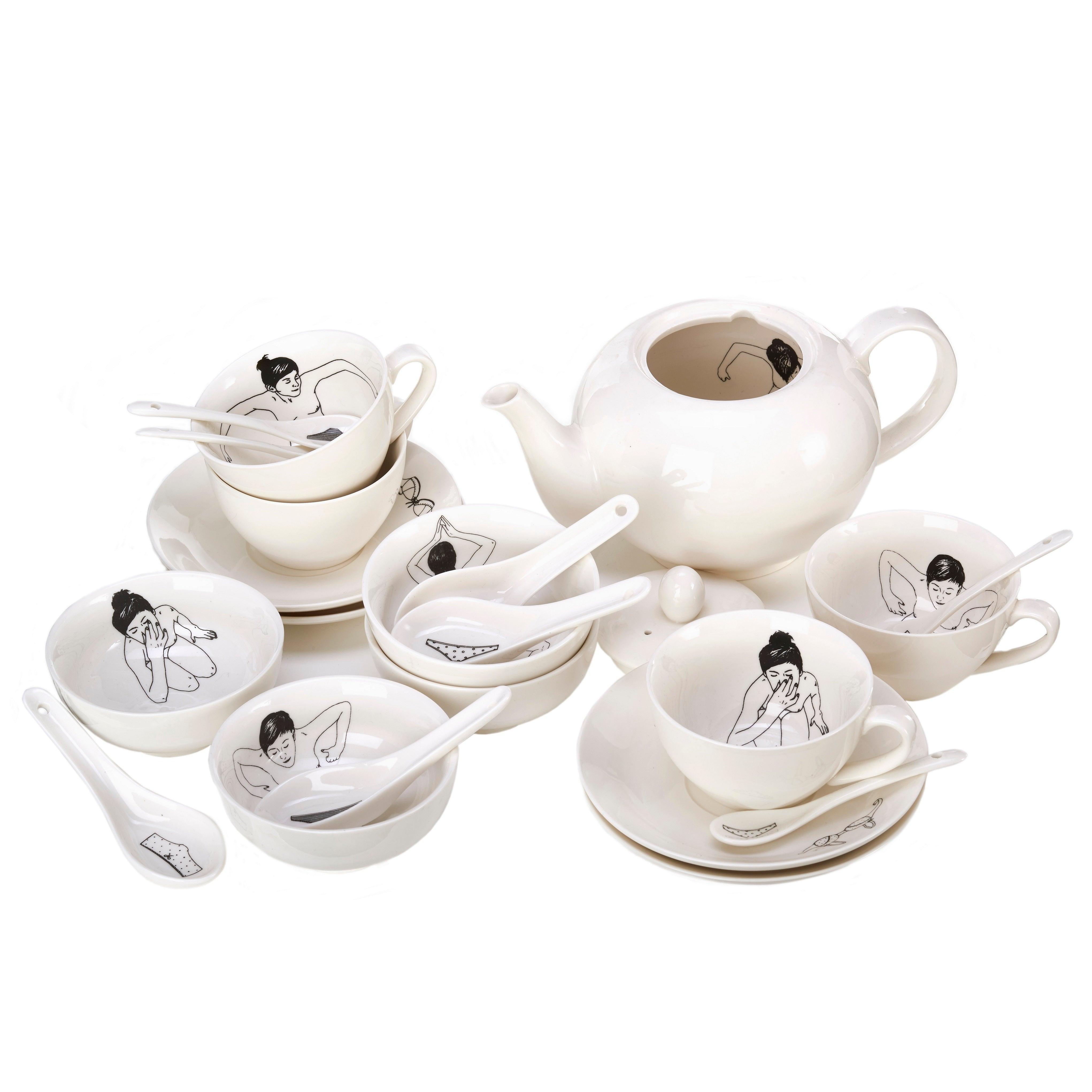 Zestaw filiżanek UNDRESSED biała porcelana Pols Potten Eye on Design