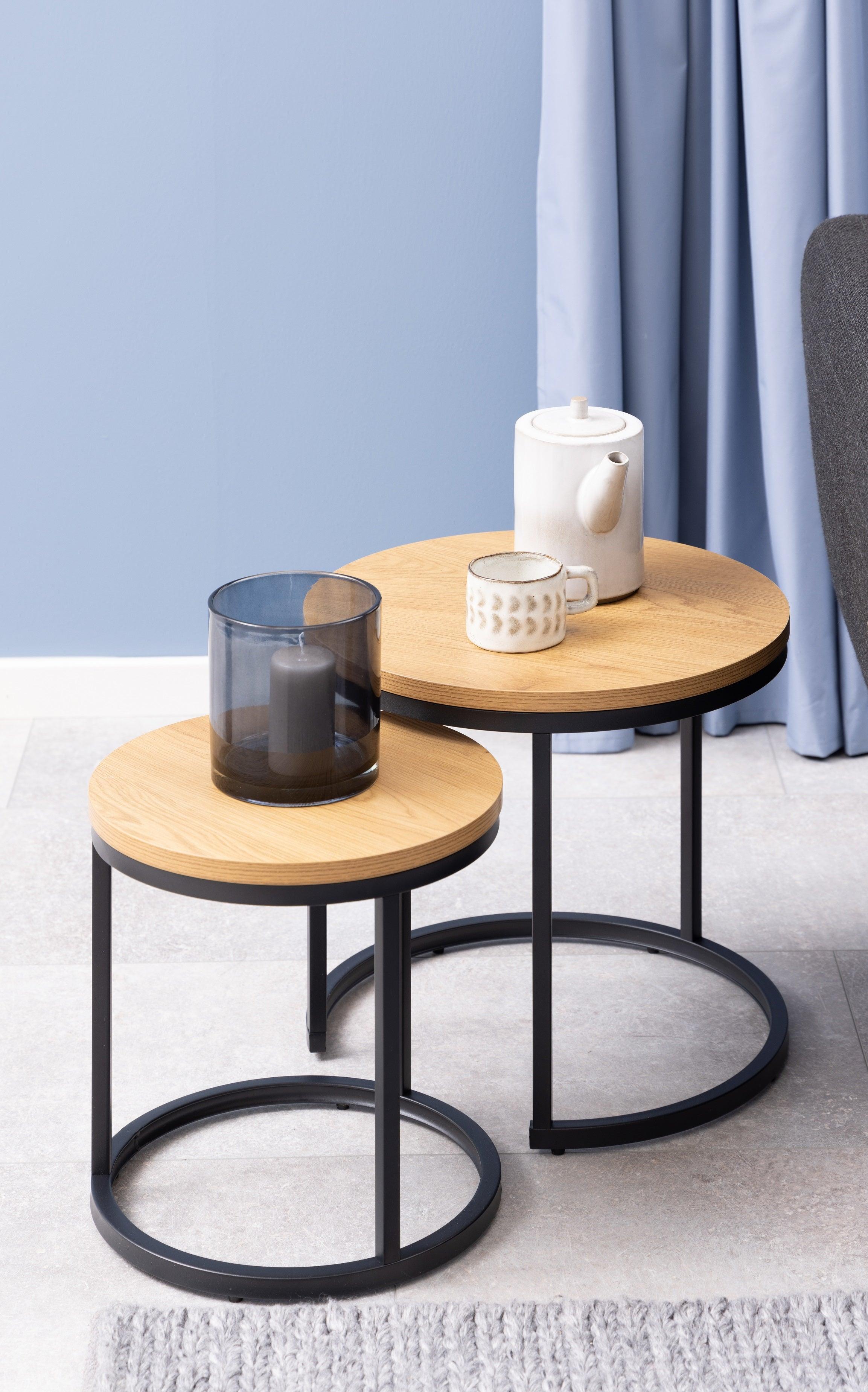 Zestaw okrągłych stolików SPIRO drewniany Home Essentials Eye on Design