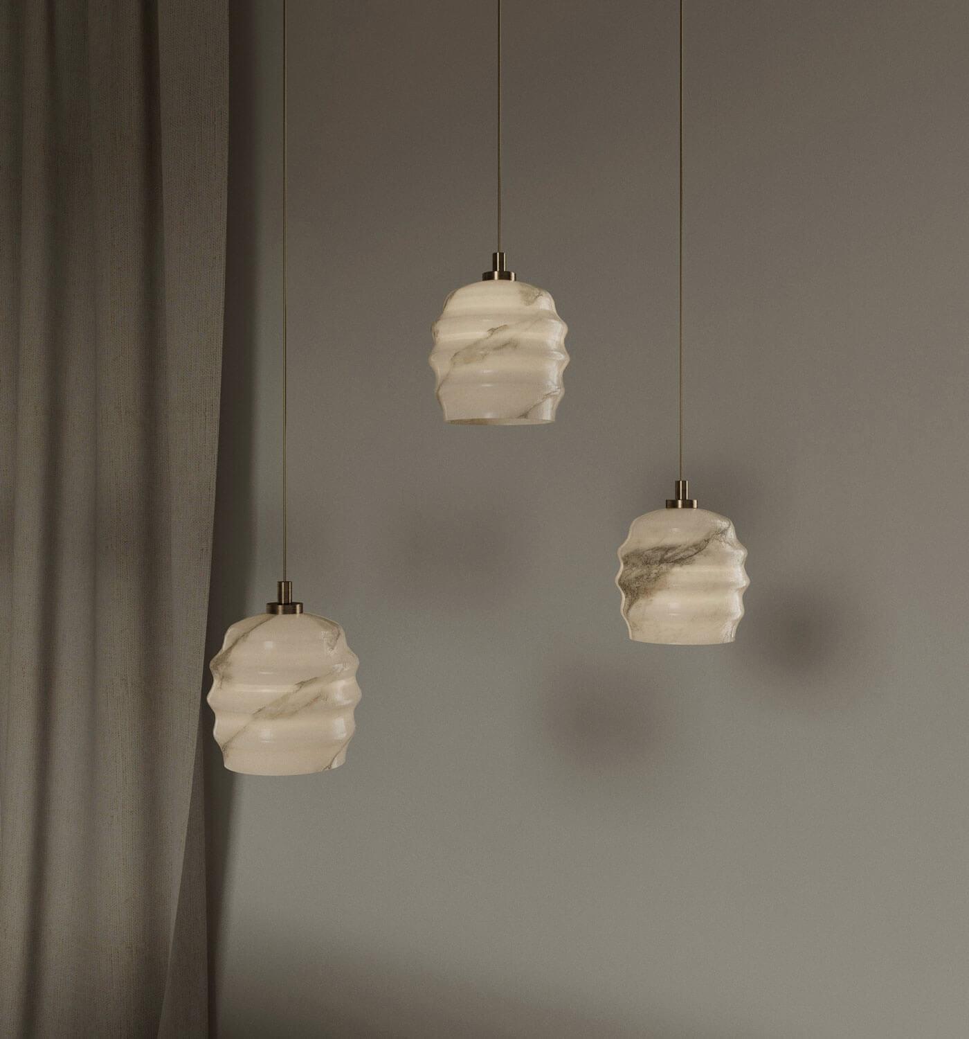 Żyrandol alabastrowy KALLIOPE nikiel Embassy Interiors Eye on Design