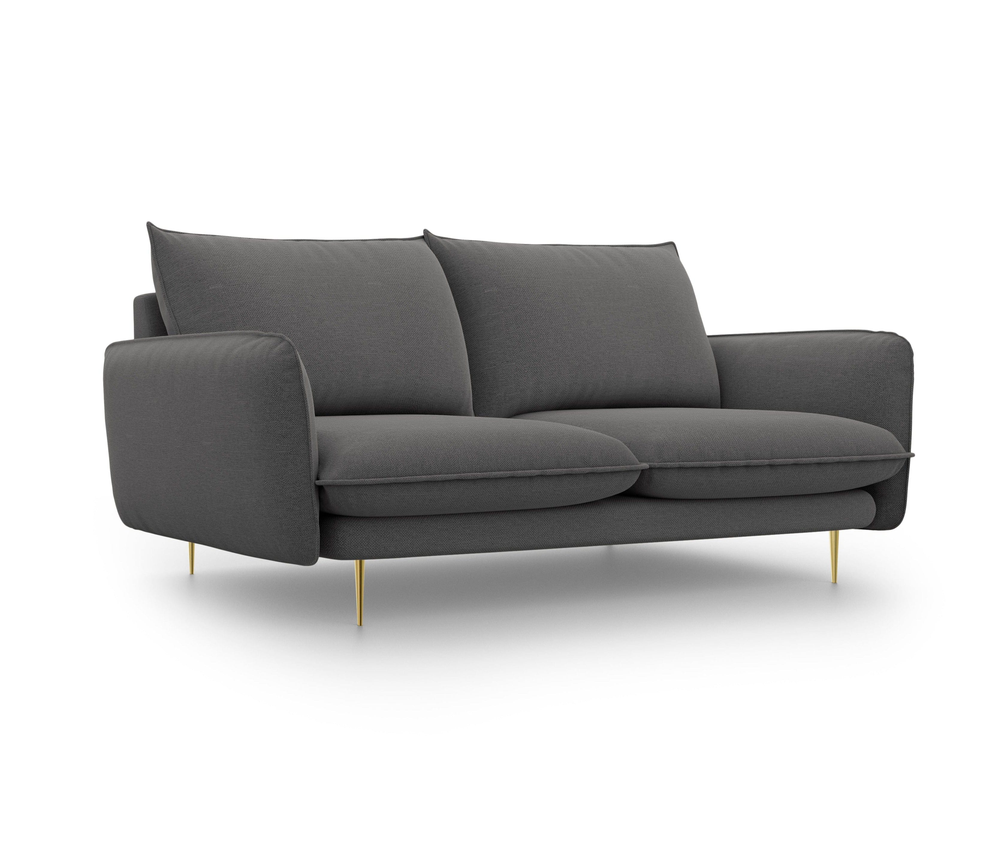 2-Sitzer-Sofa VIENNA dunkelgrau mit goldenem Untergestell