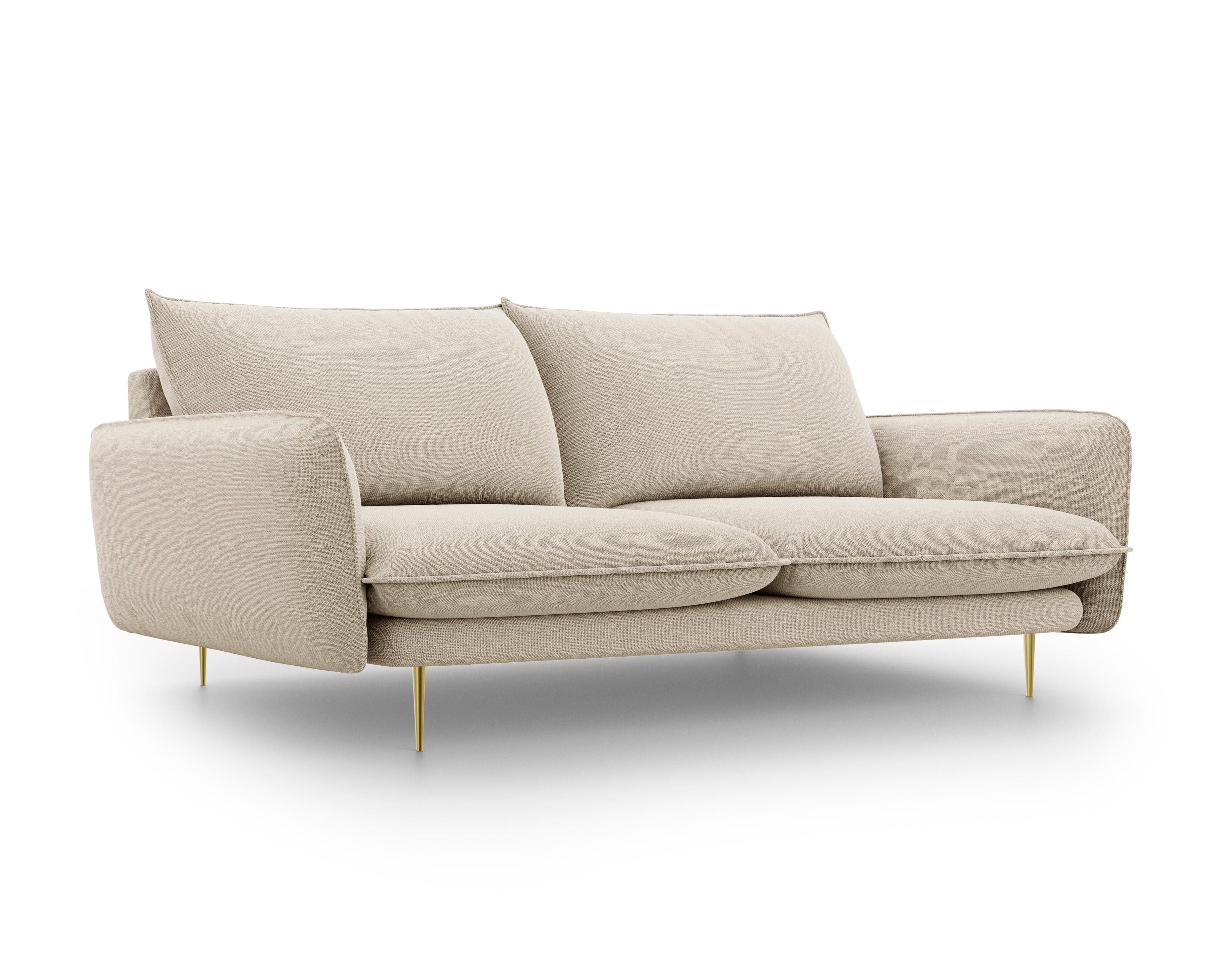 3-Sitzer-Sofa VIENNA beige mit goldenem Untergestell