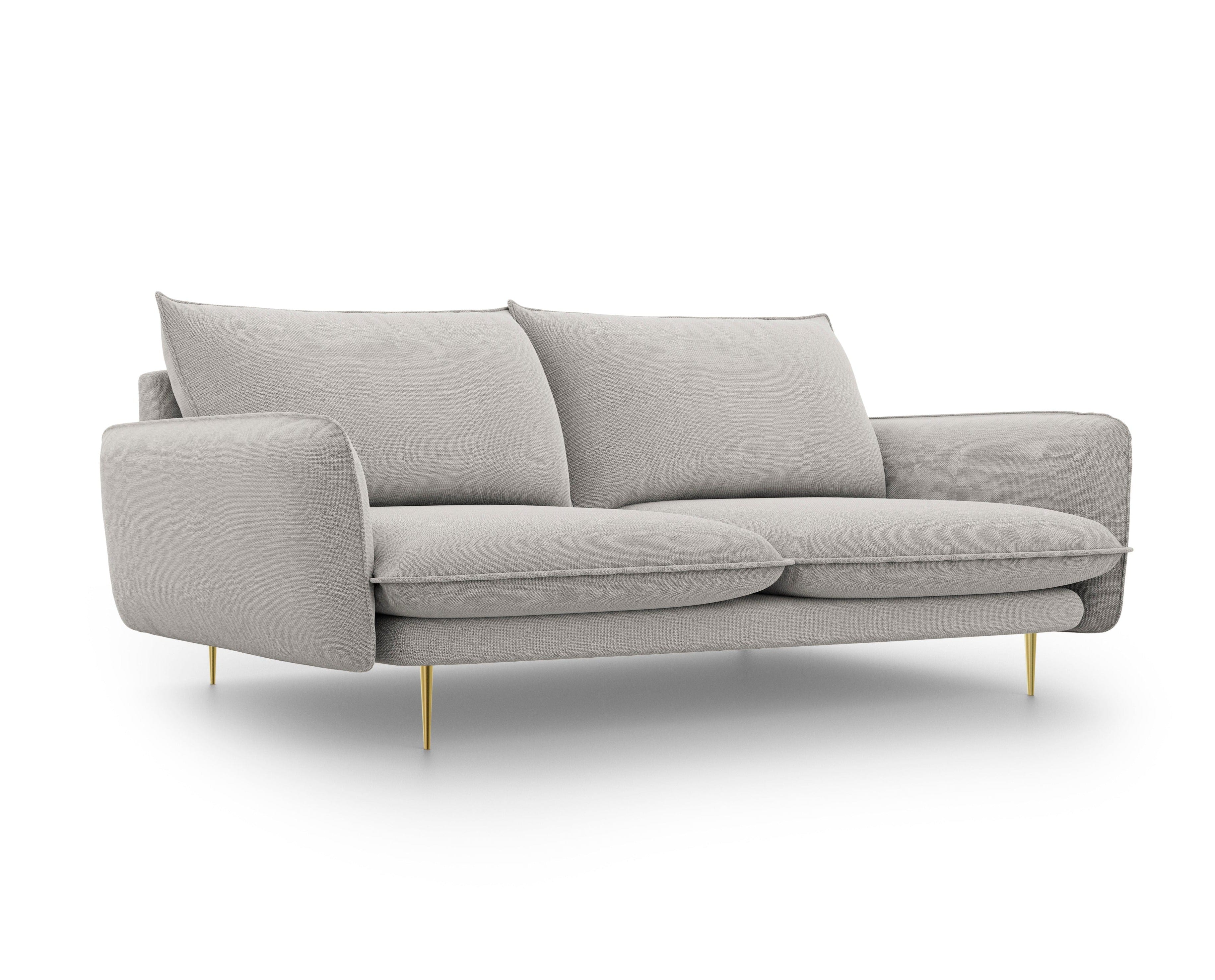 3-Sitzer-Sofa VIENNA hellgrau mit goldenem Untergestell