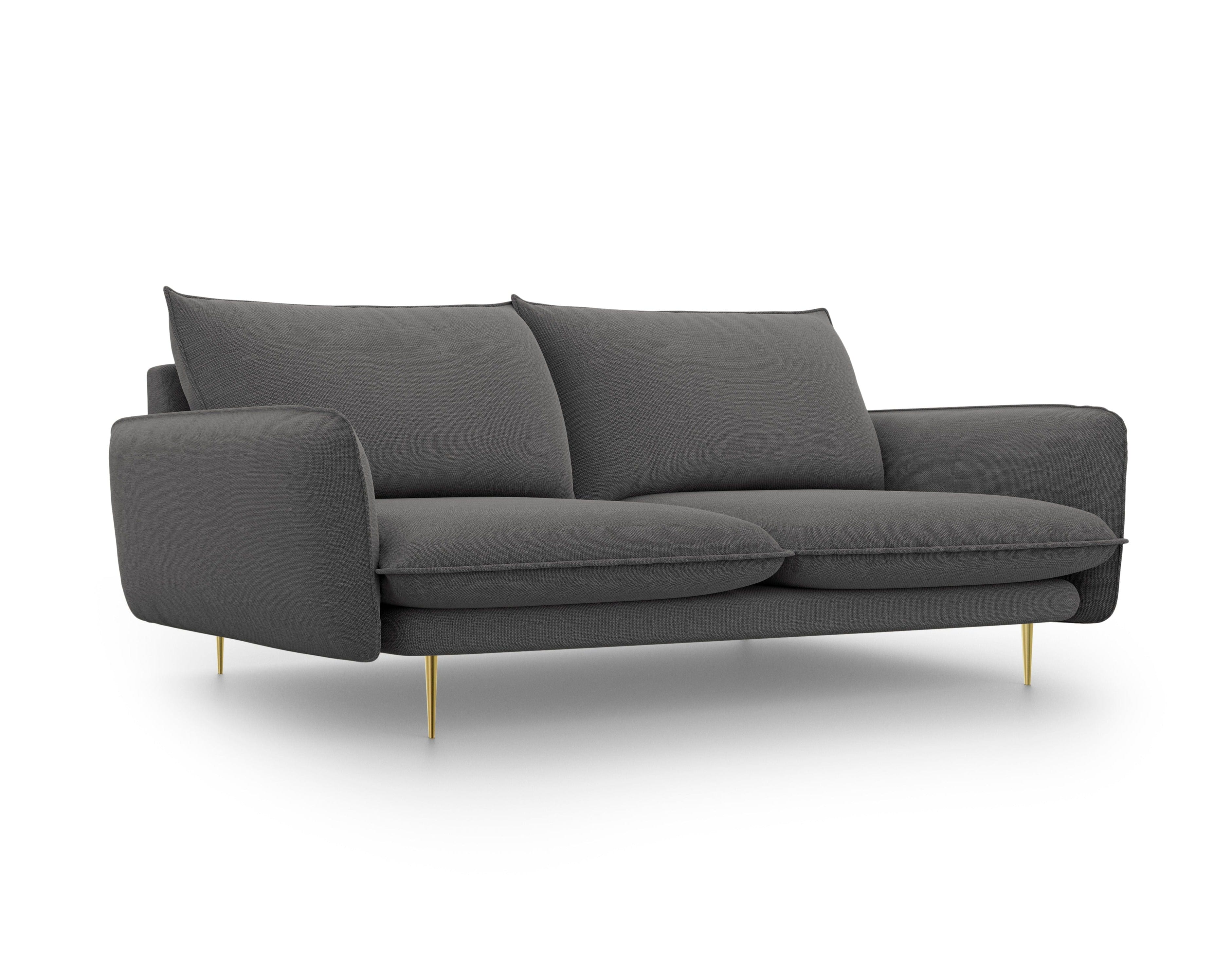 3-Sitzer-Sofa VIENNA dunkelgrau mit goldenem Untergestell