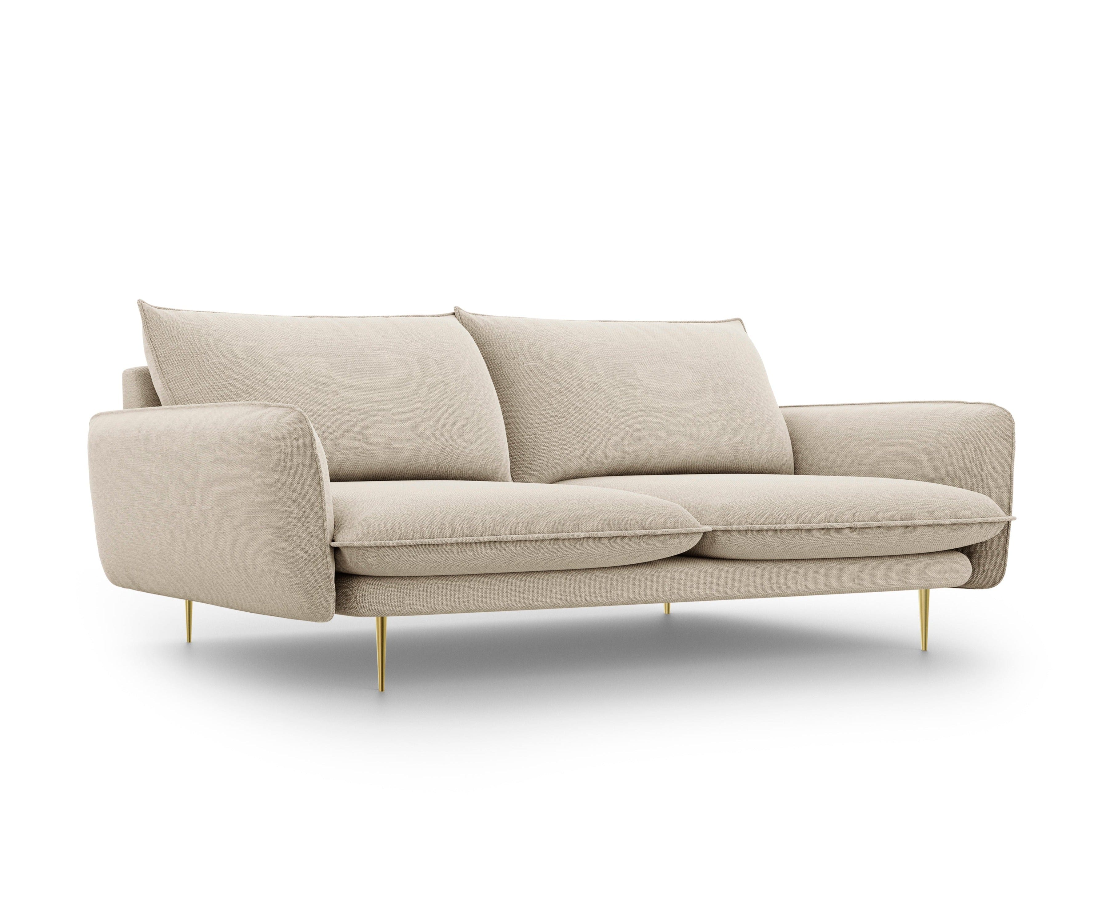 4-Sitzer-Sofa VIENNA beige mit goldenem Untergestell