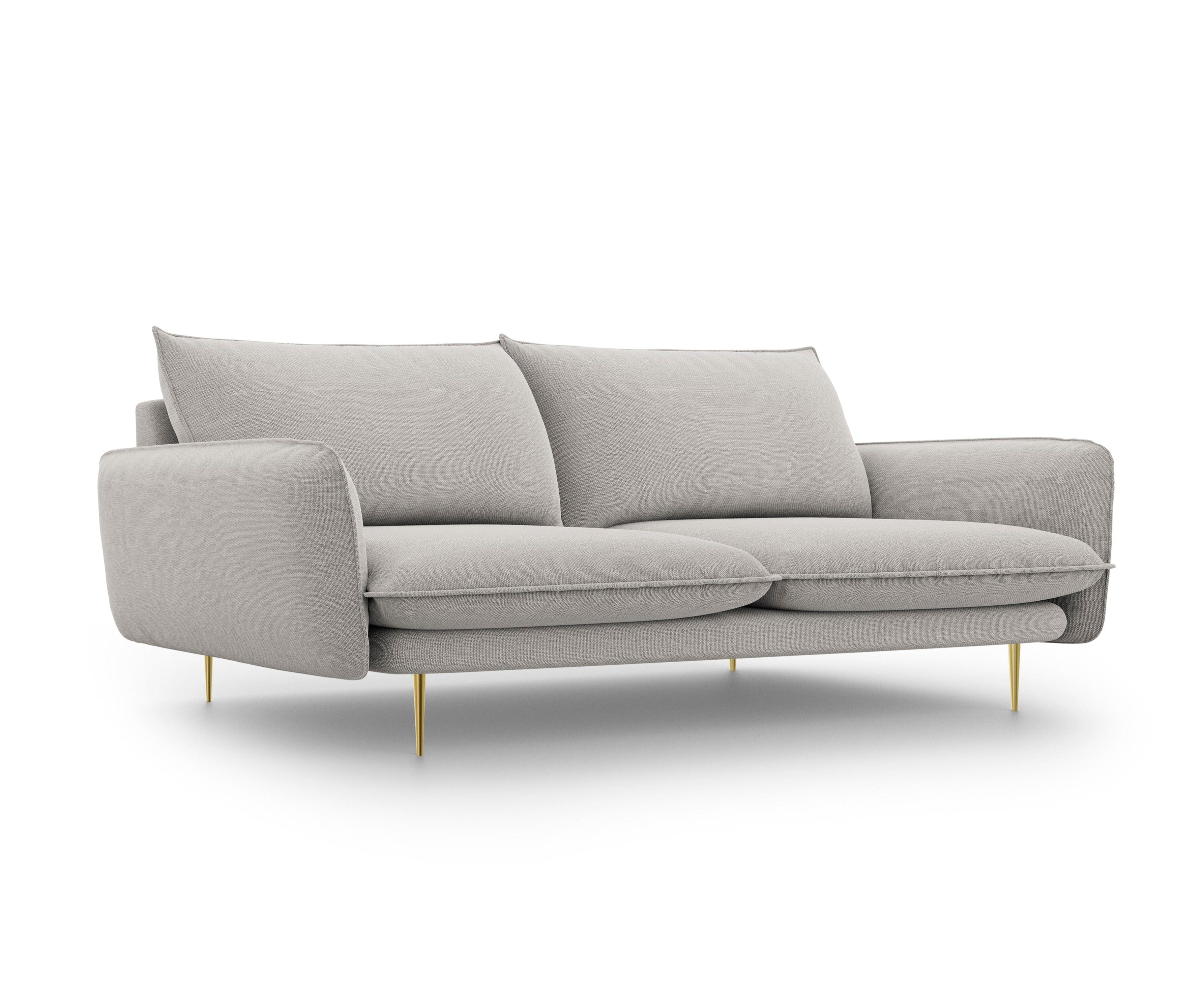 4-Sitzer-Sofa VIENNA hellgrau mit goldenem Untergestell