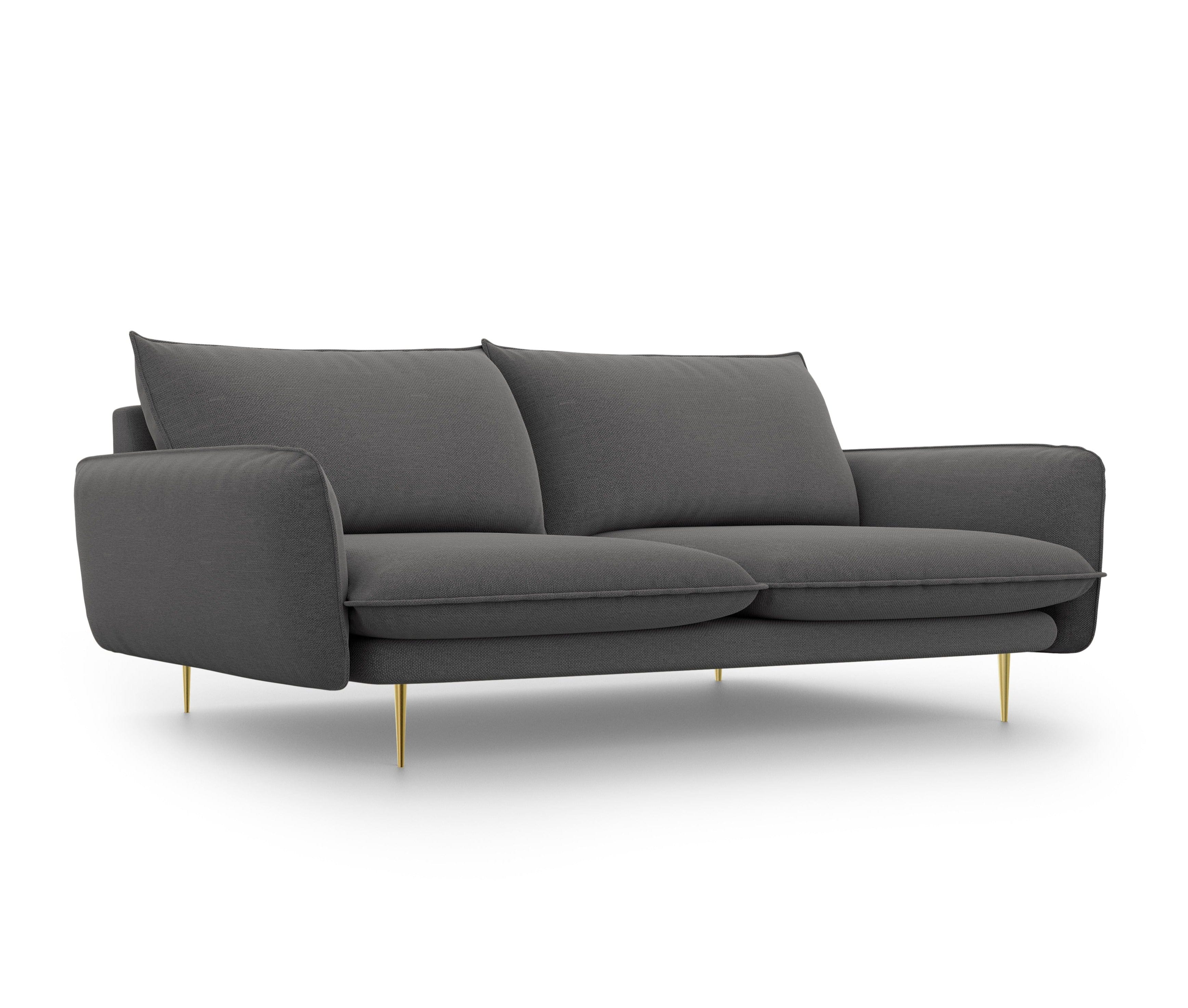 4-Sitzer-Sofa VIENNA dunkelgrau mit goldenem Untergestell