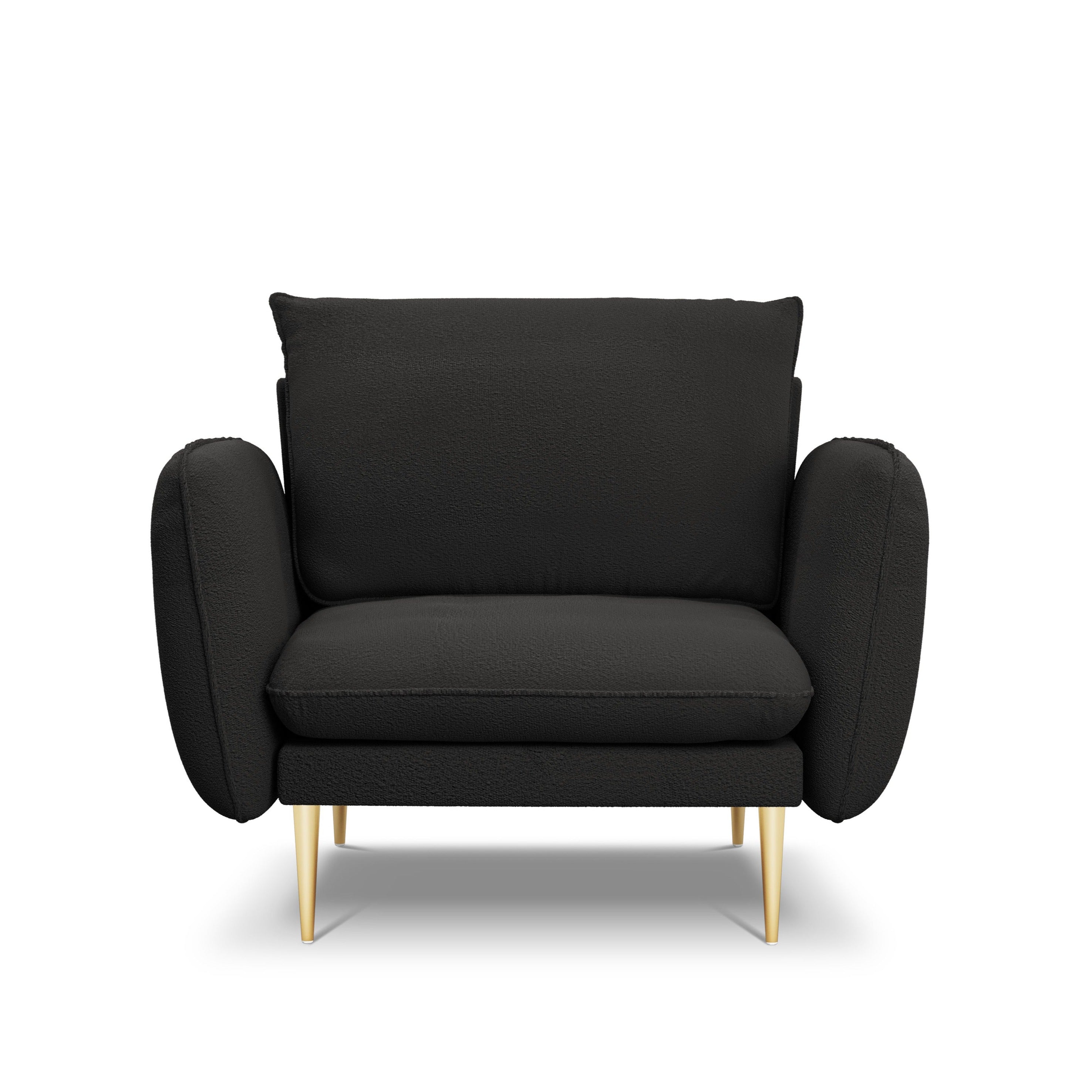 Sessel aus Bouclé-Stoff VIENNA schwarz mit goldenem Gestell