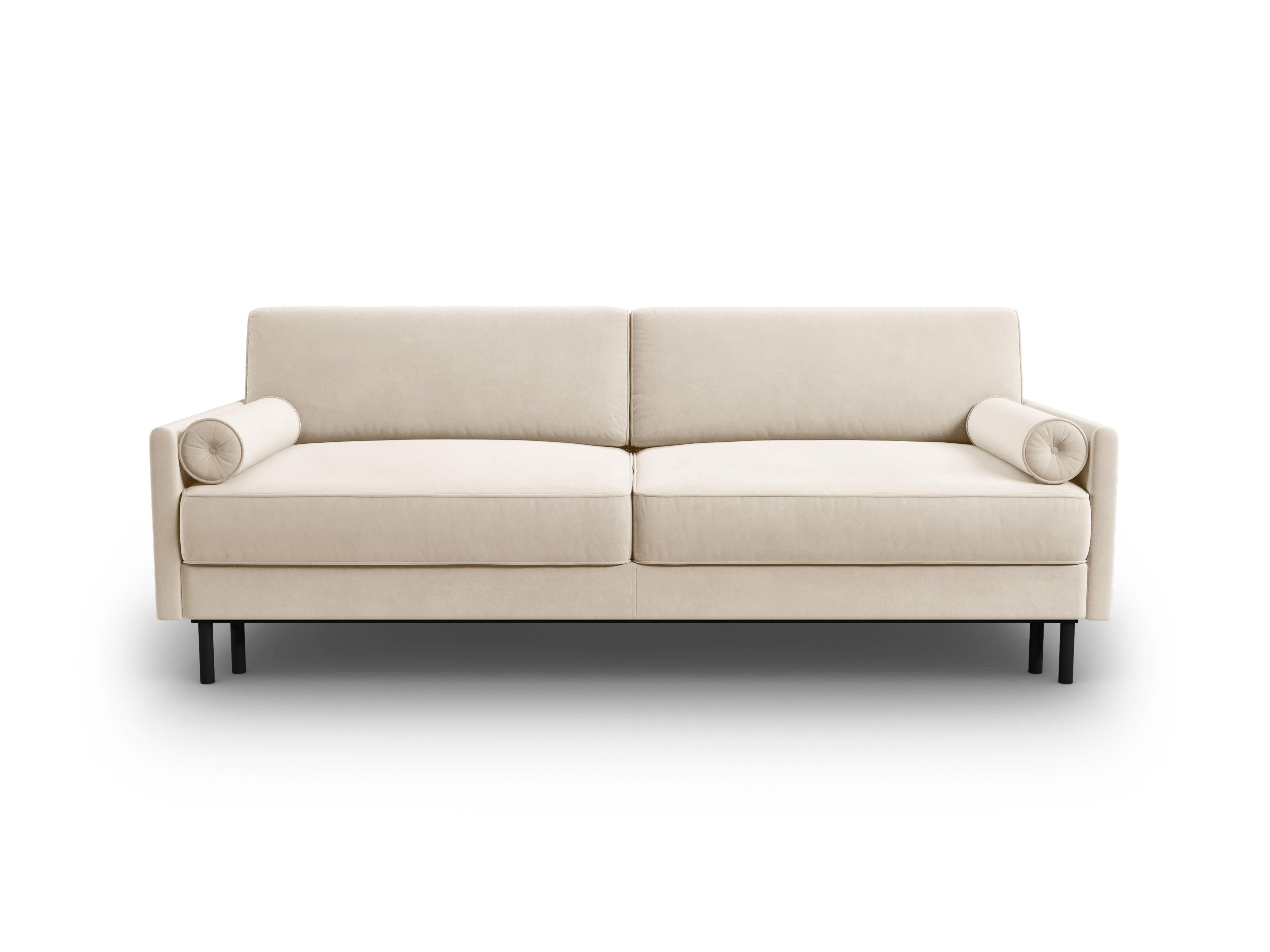 Sofa aksamitna z funkcją spania SCOTT jasnobeżowy Micadoni Eye on Design