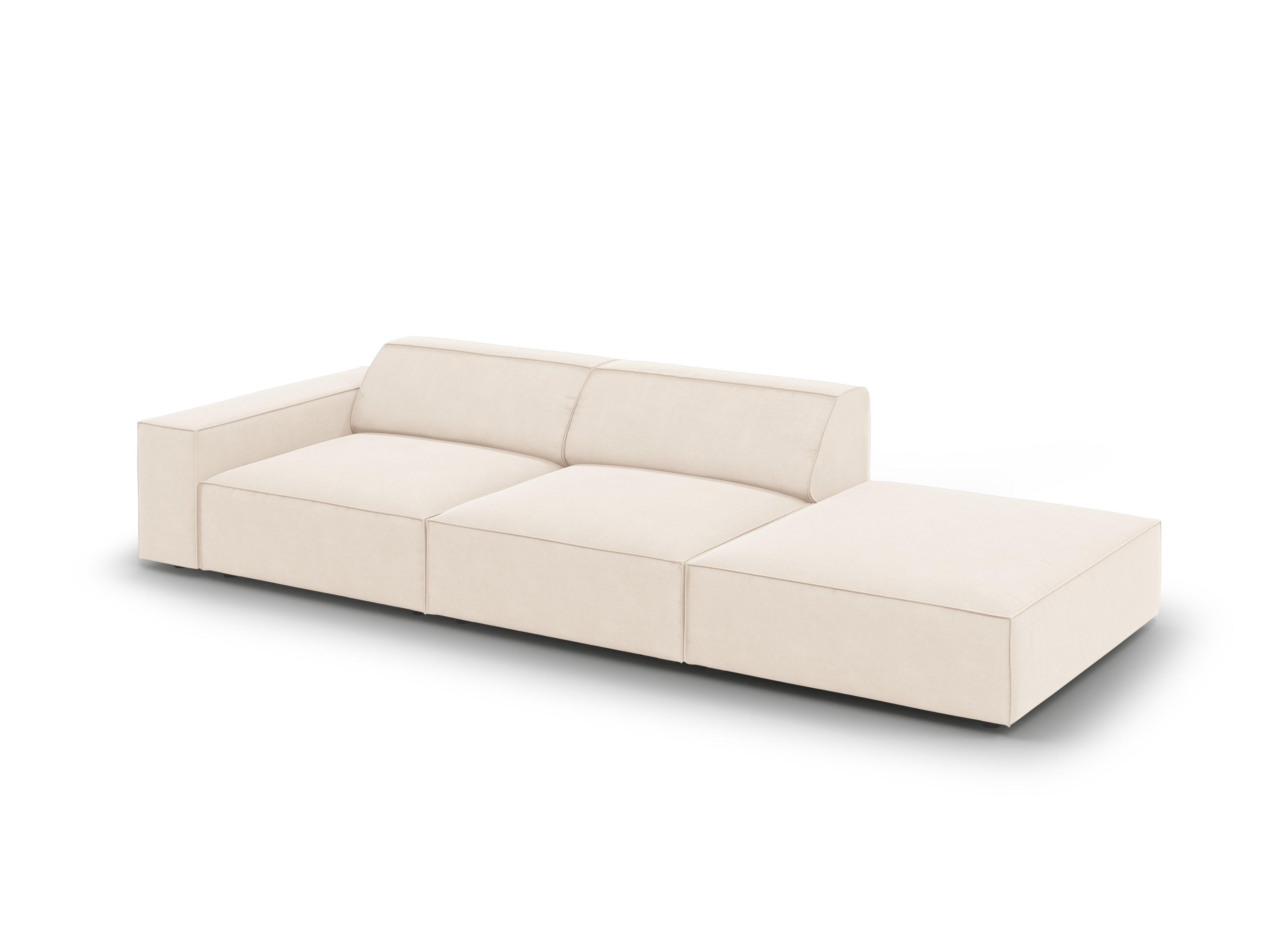 Sofa aksamitna prawostronna 3-osobowa JODIE jasnobeżowy Micadoni Eye on Design