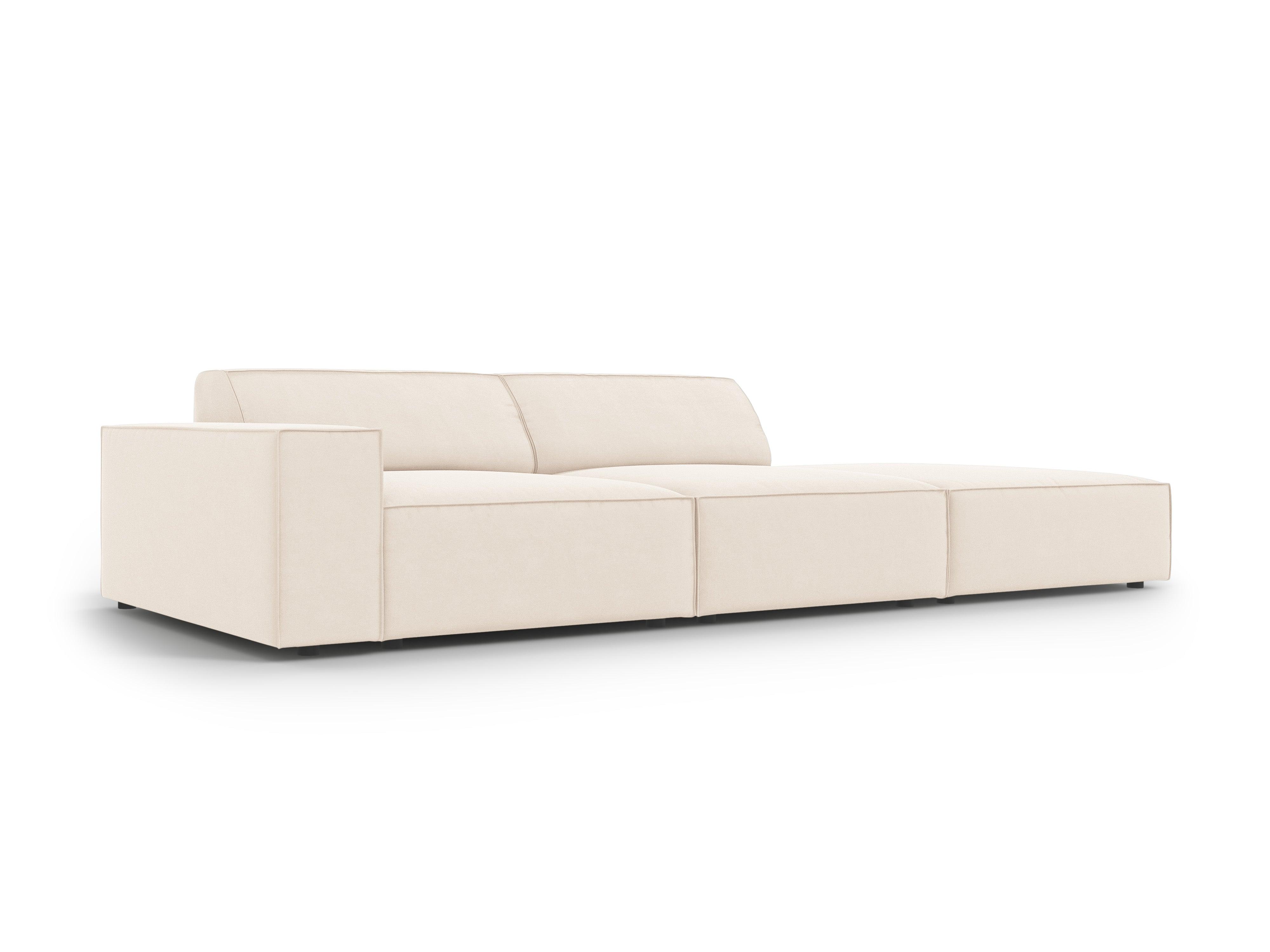 Sofa aksamitna prawostronna 3-osobowa JODIE jasnobeżowy Micadoni Eye on Design