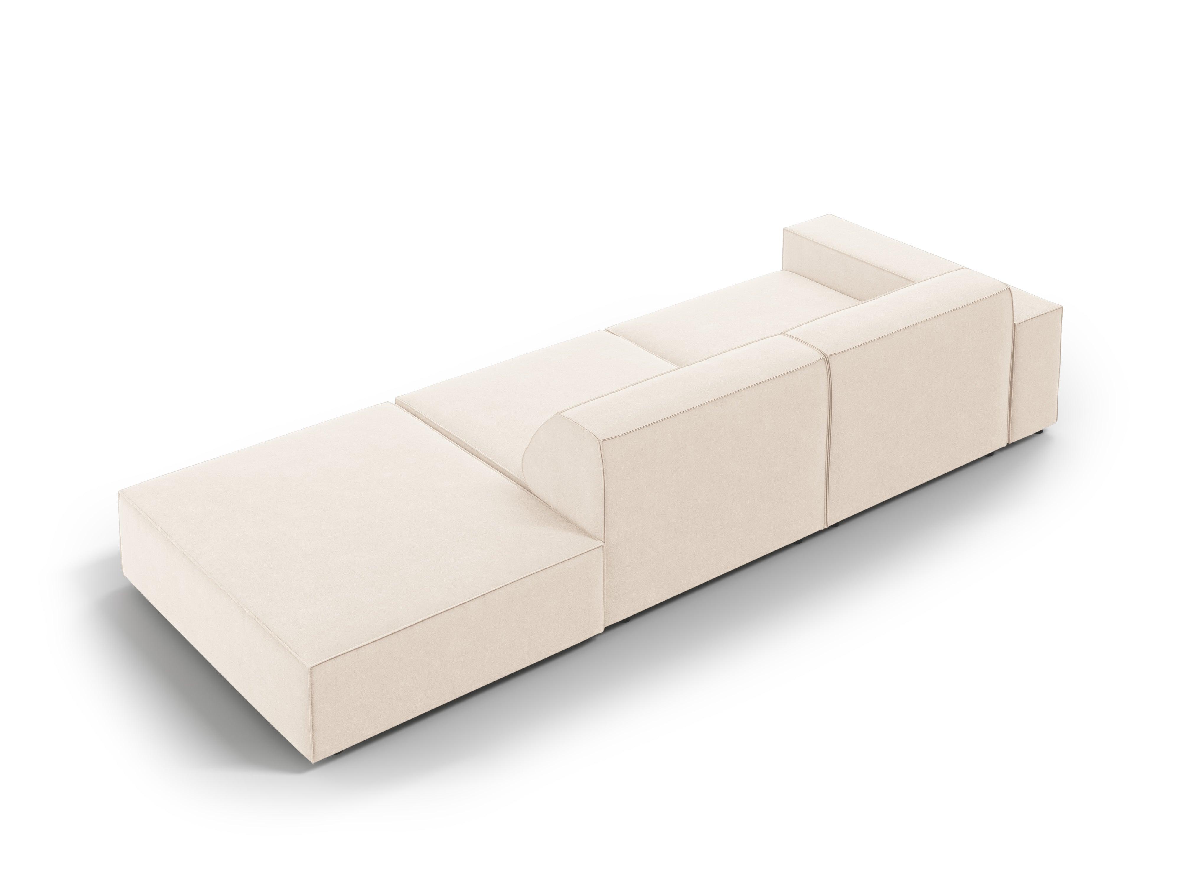 Sofa aksamitna prawostronna 3-osobowa JODIE jasnobeżowy Micadoni Eye on Design
