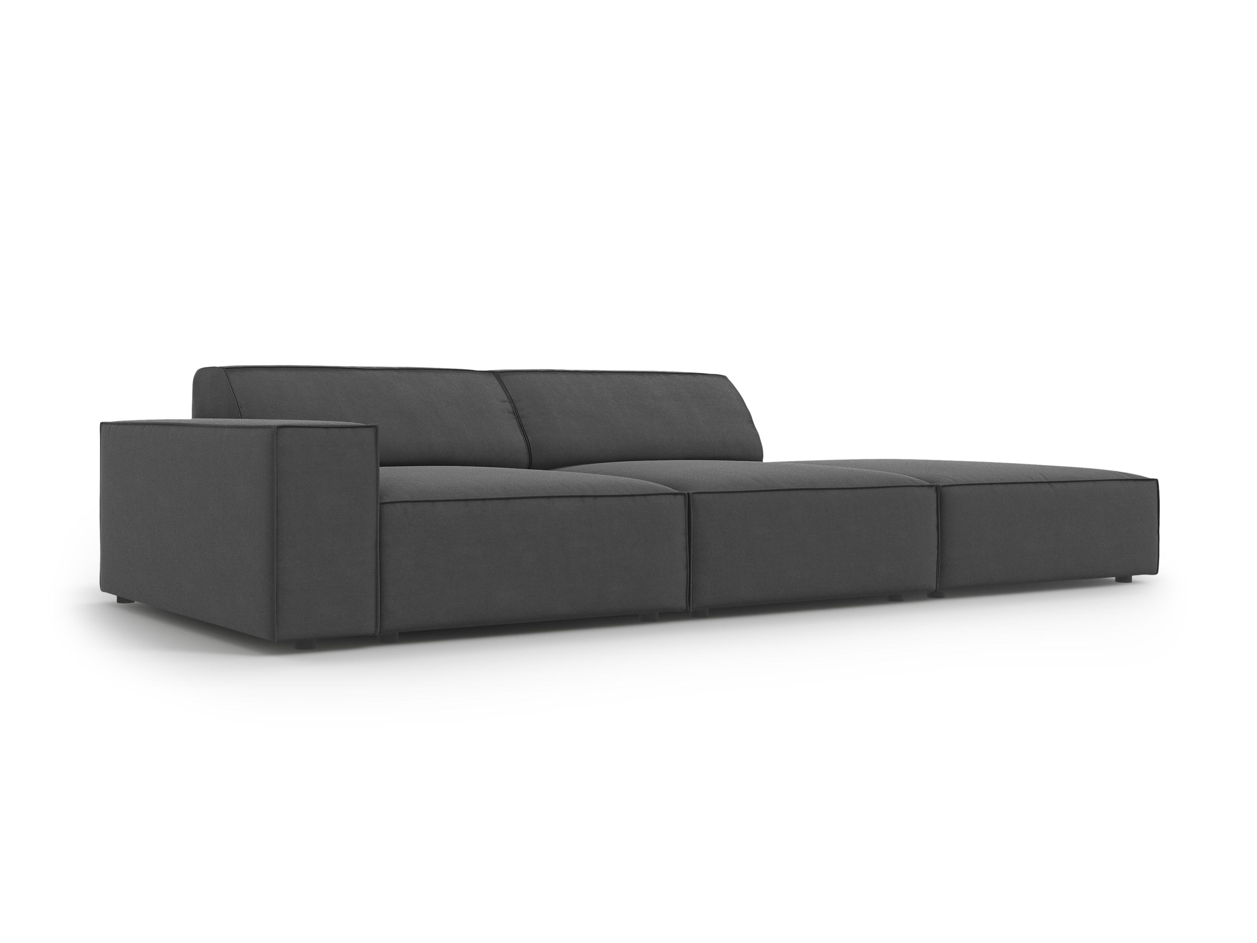 Sofa aksamitna prawostronna 3-osobowa JODIE ciemnoszary Micadoni Eye on Design