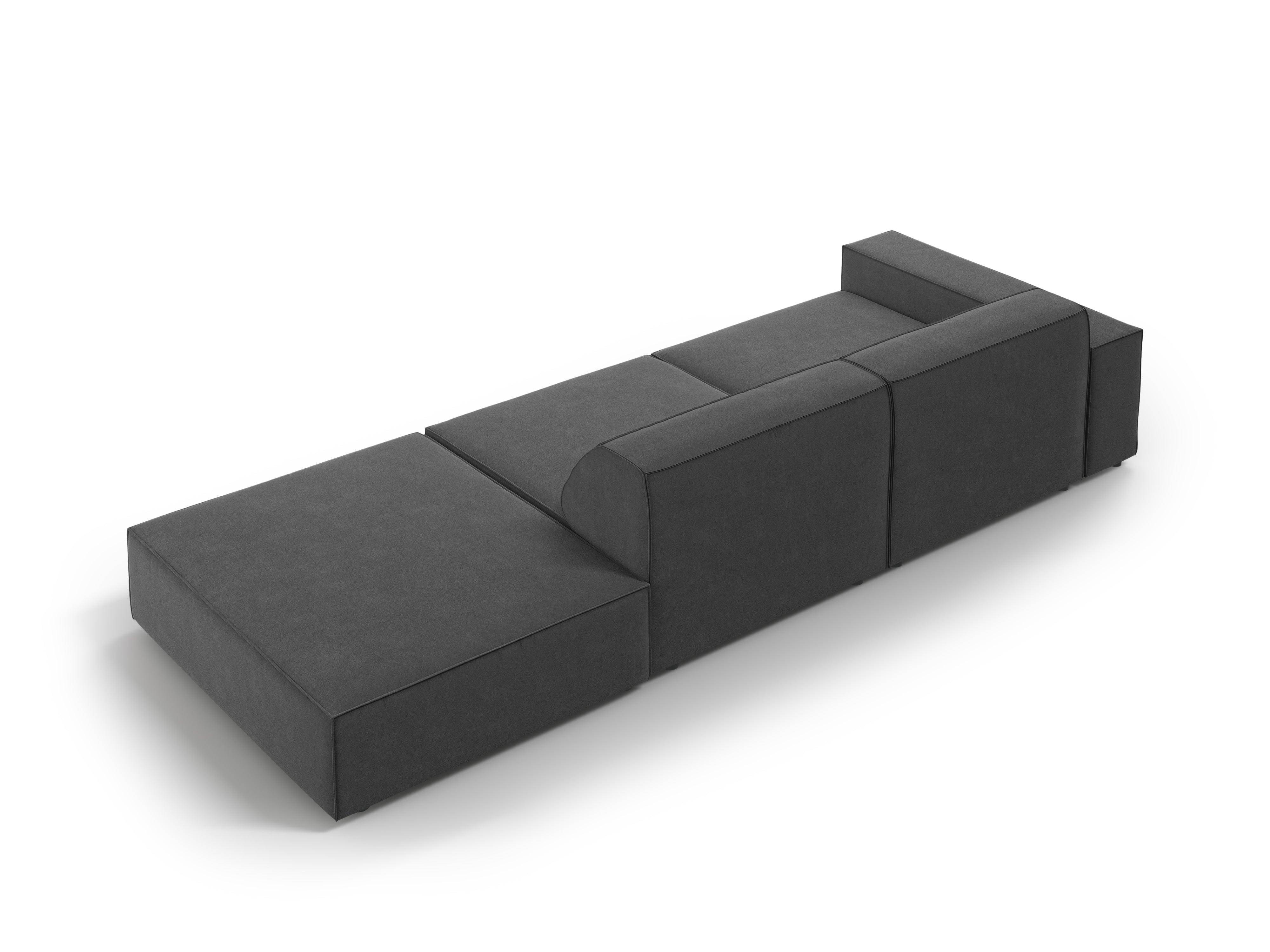 Sofa aksamitna prawostronna 3-osobowa JODIE ciemnoszary Micadoni Eye on Design