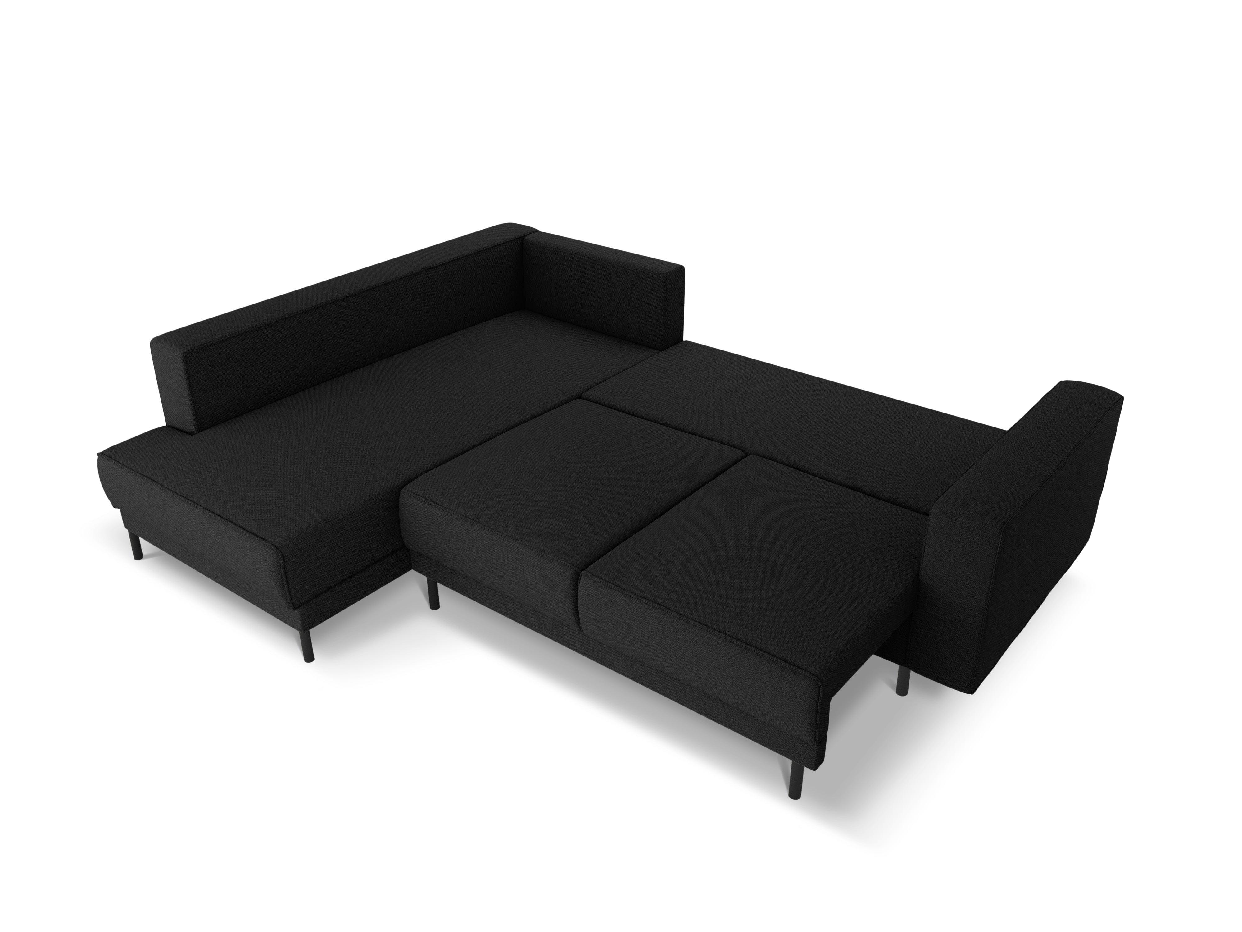 Narożnik lewostronny z funkcją spania CARO czarny Micadoni Eye on Design