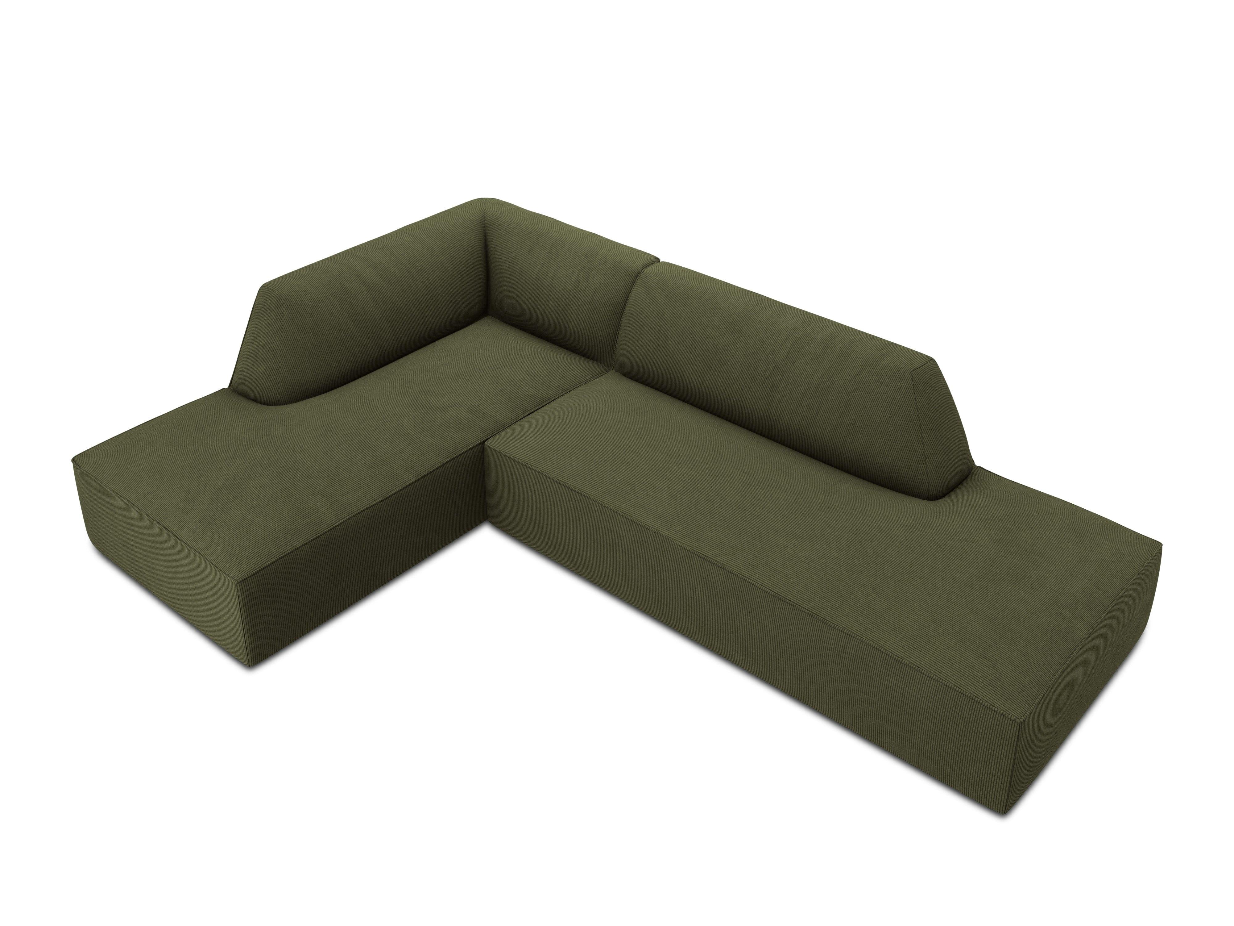 Sofa narożna sztruksowa lewostronna RUBY zielony Micadoni Eye on Design