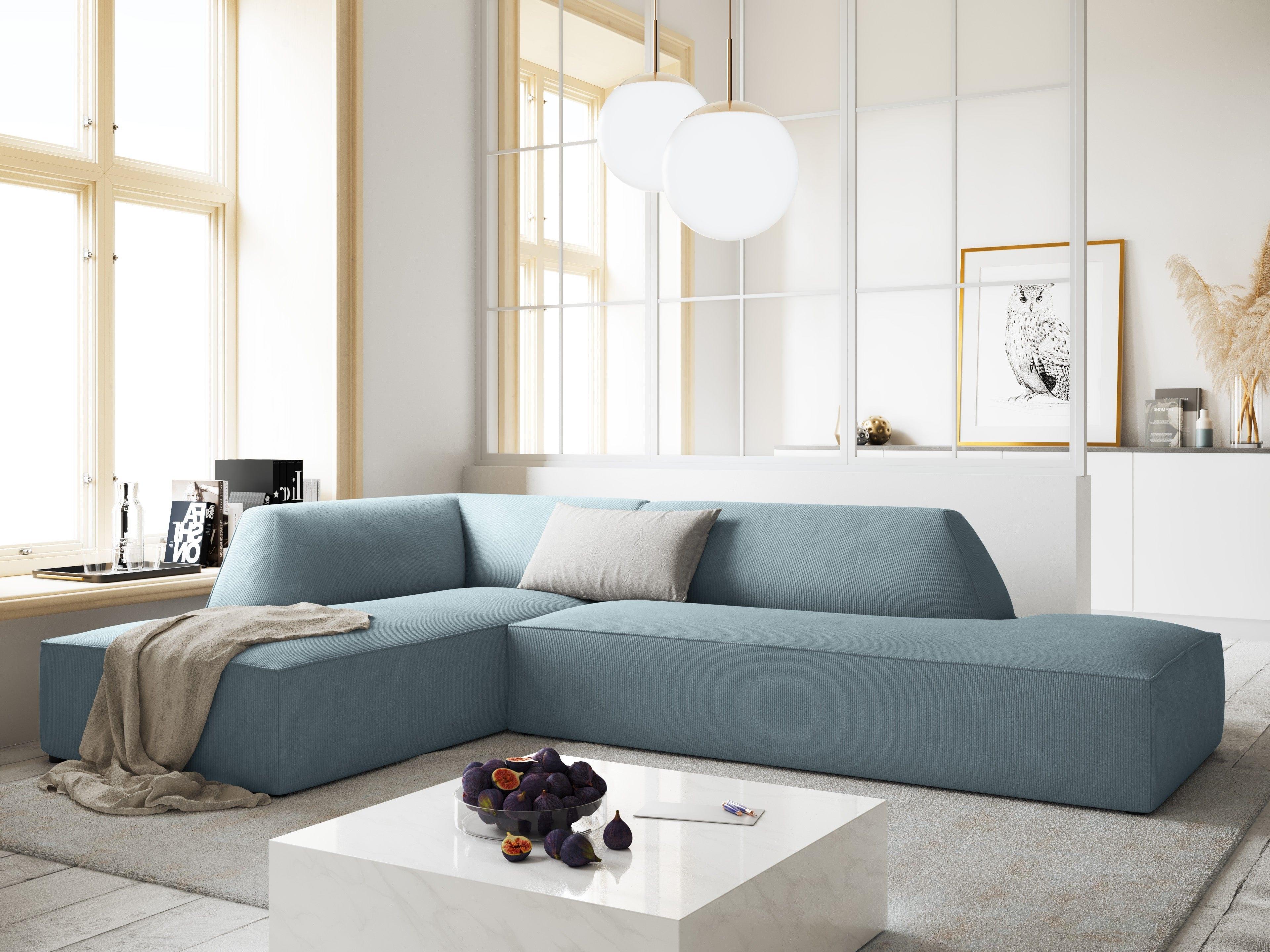 Sofa narożna sztruksowa lewostronna RUBY jasnoniebieski Micadoni Eye on Design