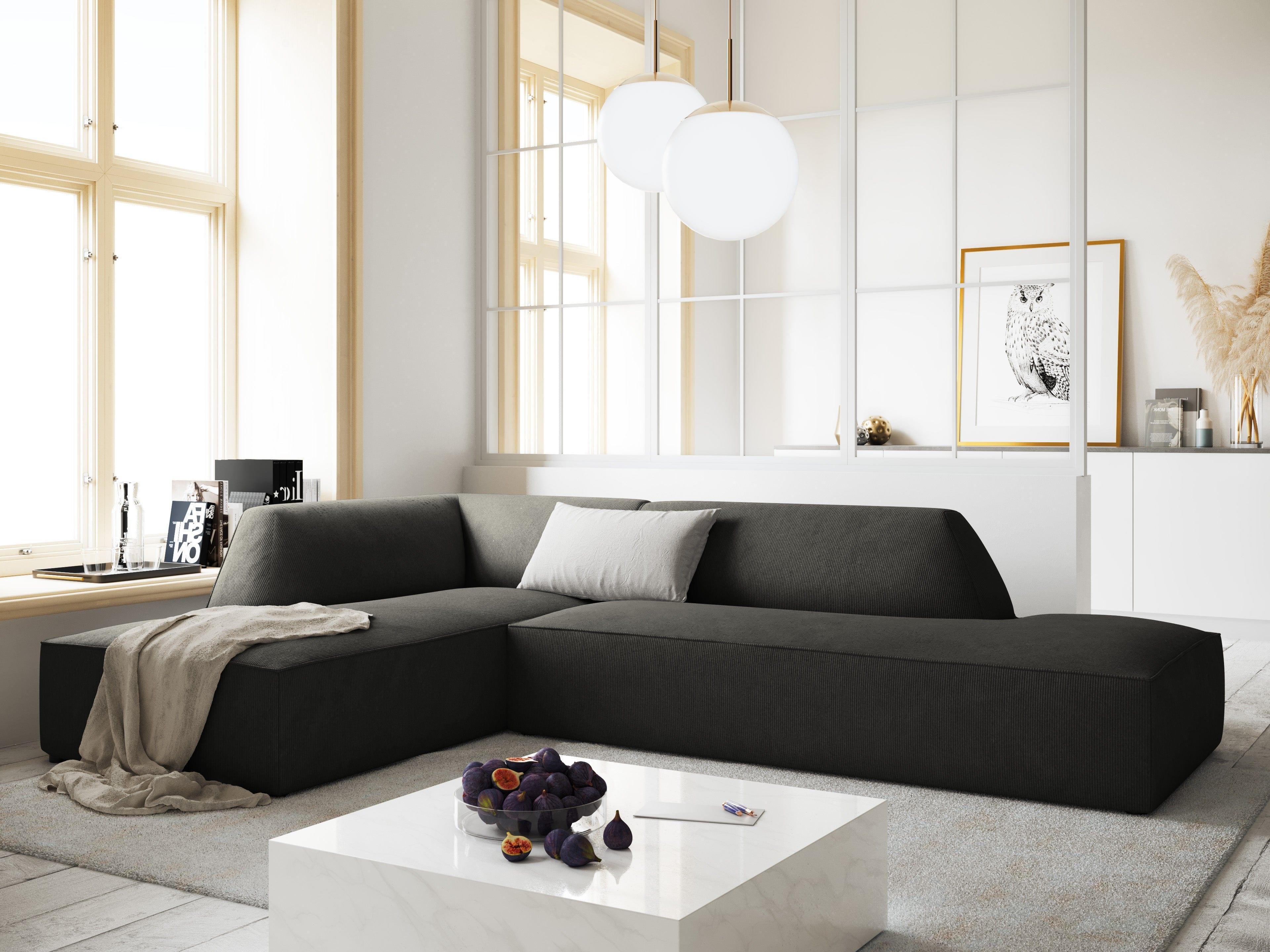 Sofa narożna sztruksowa lewostronna RUBY ciemnoszary Micadoni Eye on Design
