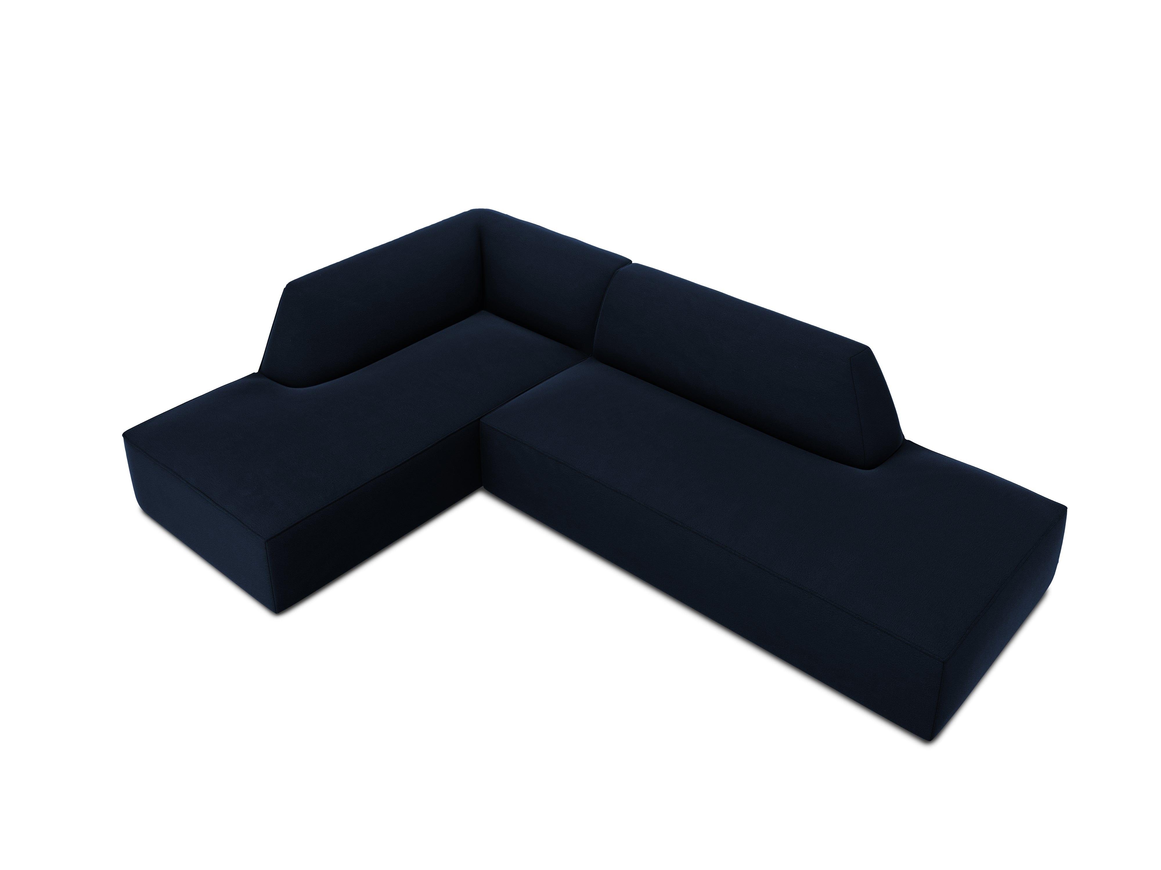 Sofa narożna aksamitna lewostronna RUBY granat królewski Micadoni Eye on Design