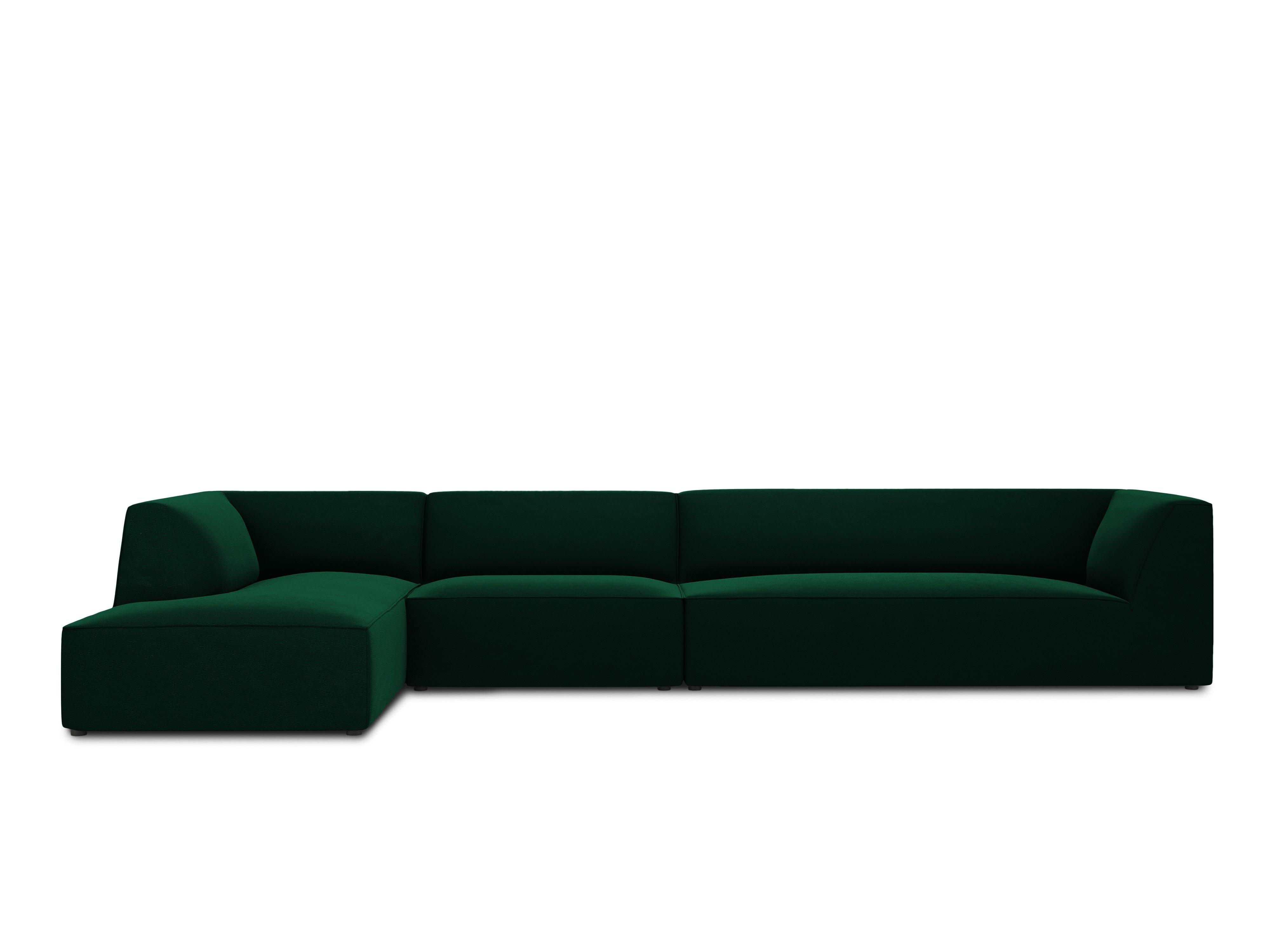 Narożnik aksamitny 5-osobowy lewostronny RUBY butelkowa zieleń Micadoni Eye on Design