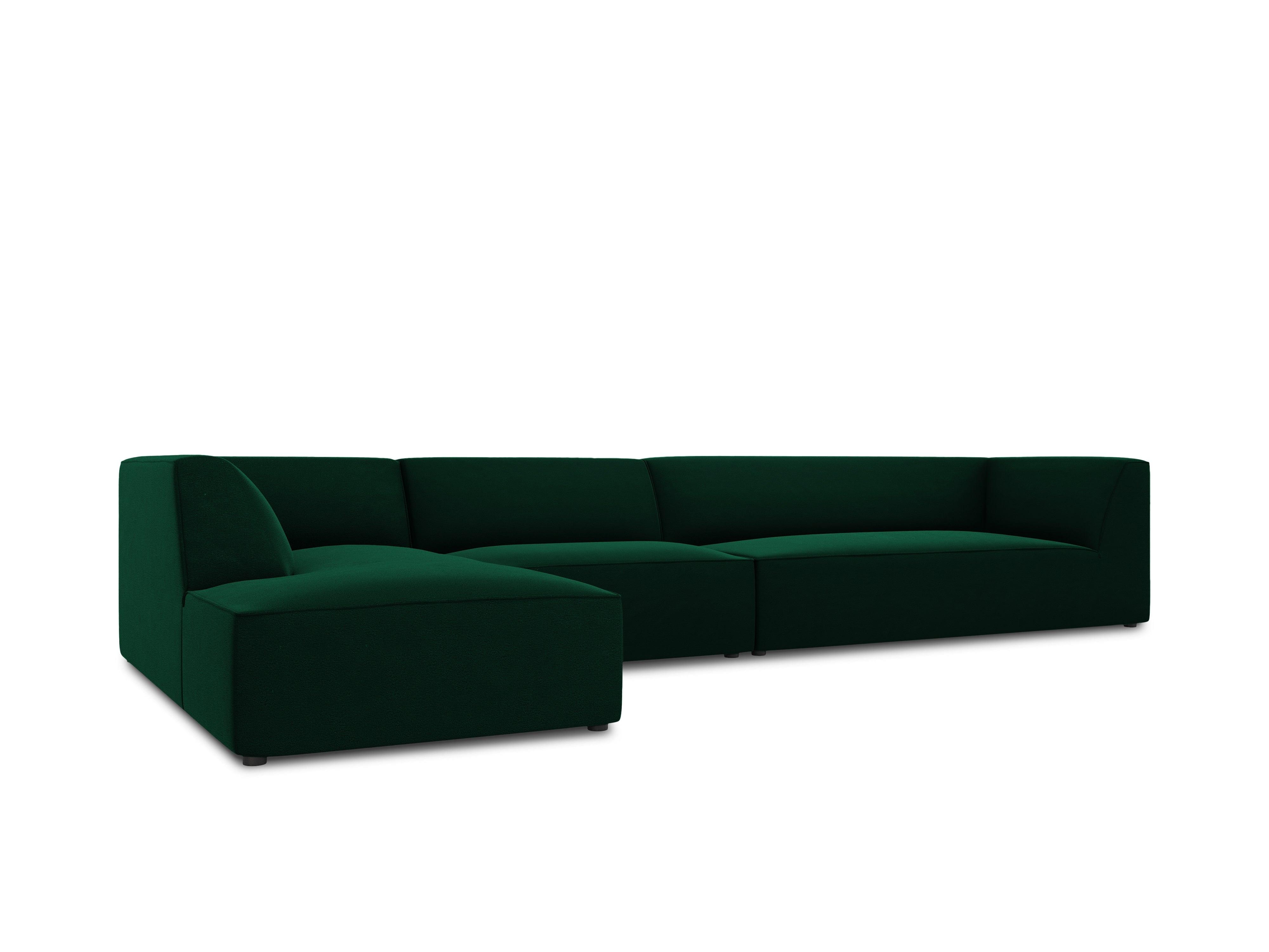 Narożnik aksamitny 5-osobowy lewostronny RUBY butelkowa zieleń Micadoni Eye on Design