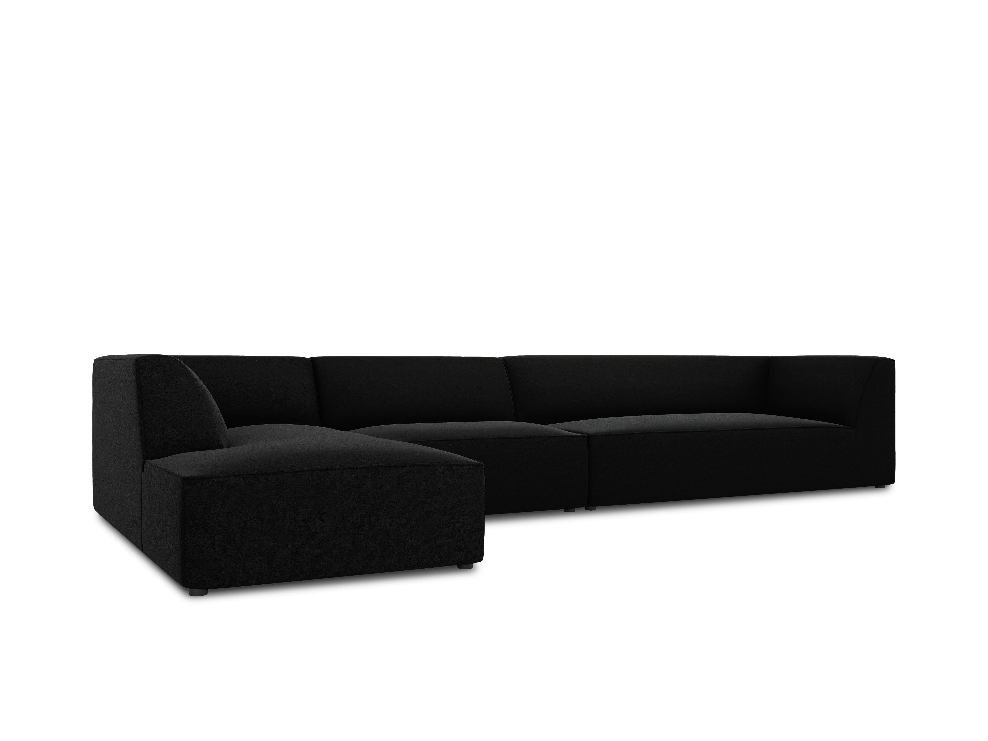 Narożnik aksamitny 5-osobowy lewostronny RUBY czarny Micadoni Eye on Design
