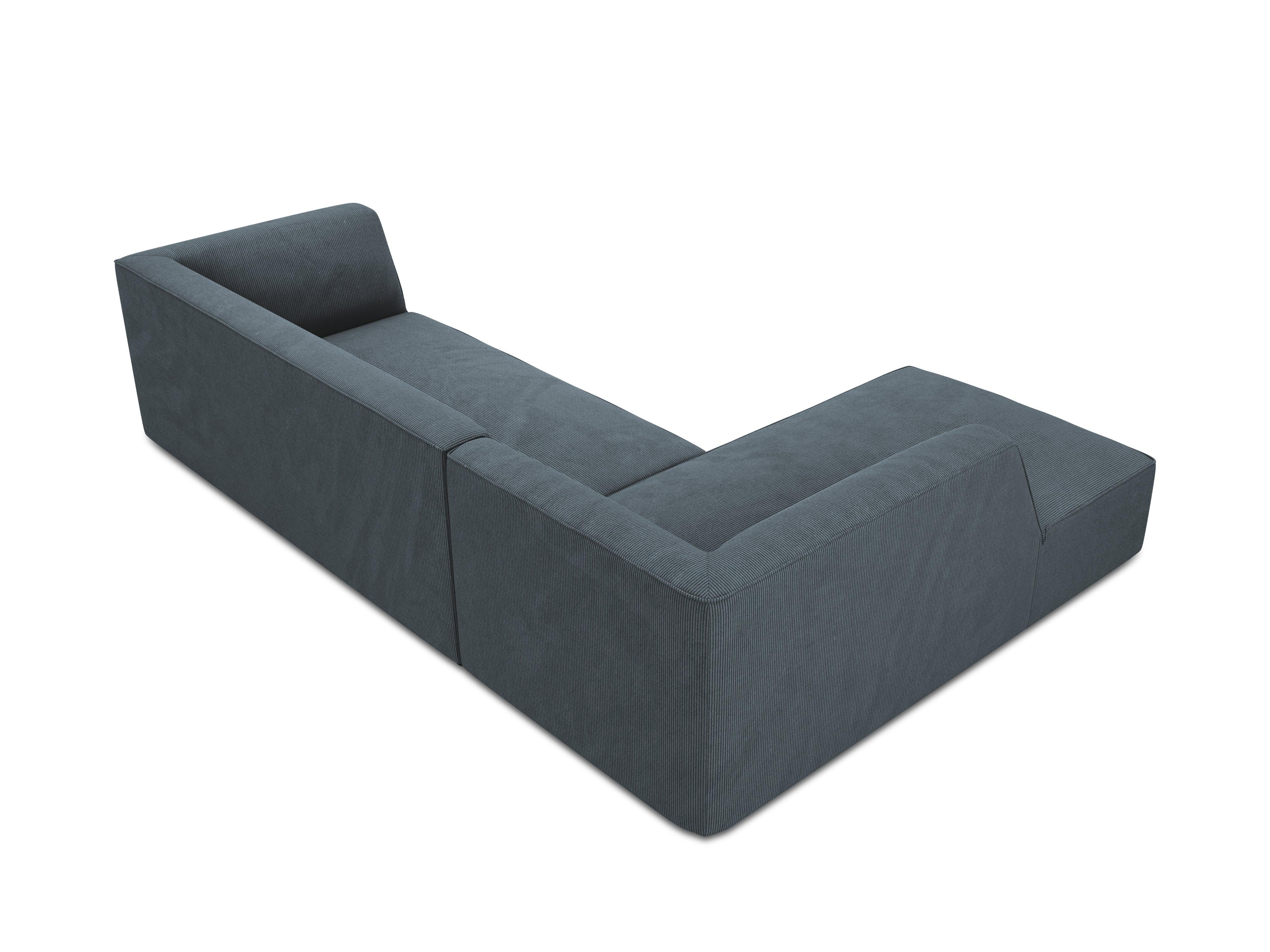 Narożnik sztruksowy 4-osobowy lewostronny RUBY niebieski Micadoni Eye on Design