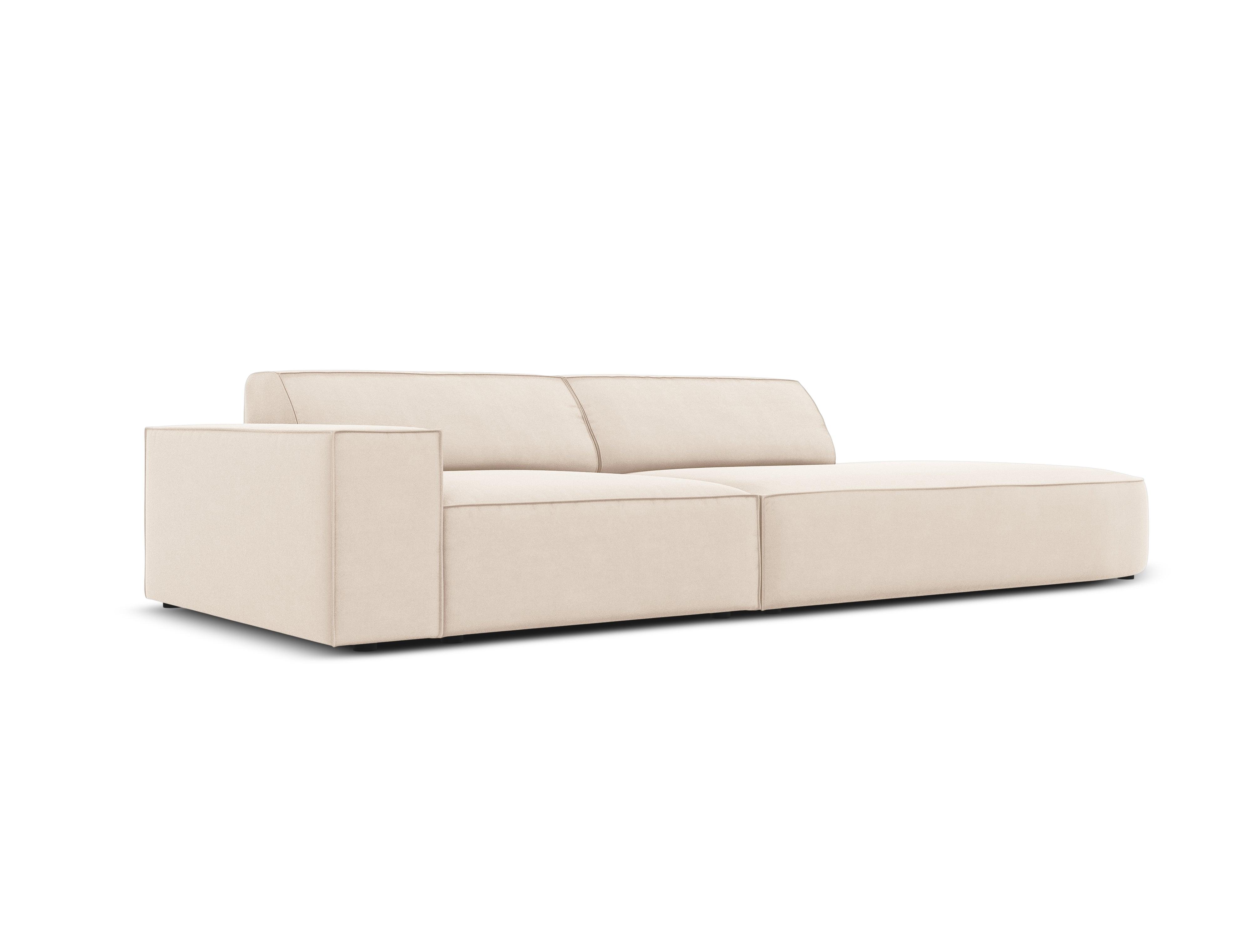 Sofa aksamitna prawostronna okrągła 3-osobowa JODIE jasnobeżowy Micadoni Eye on Design