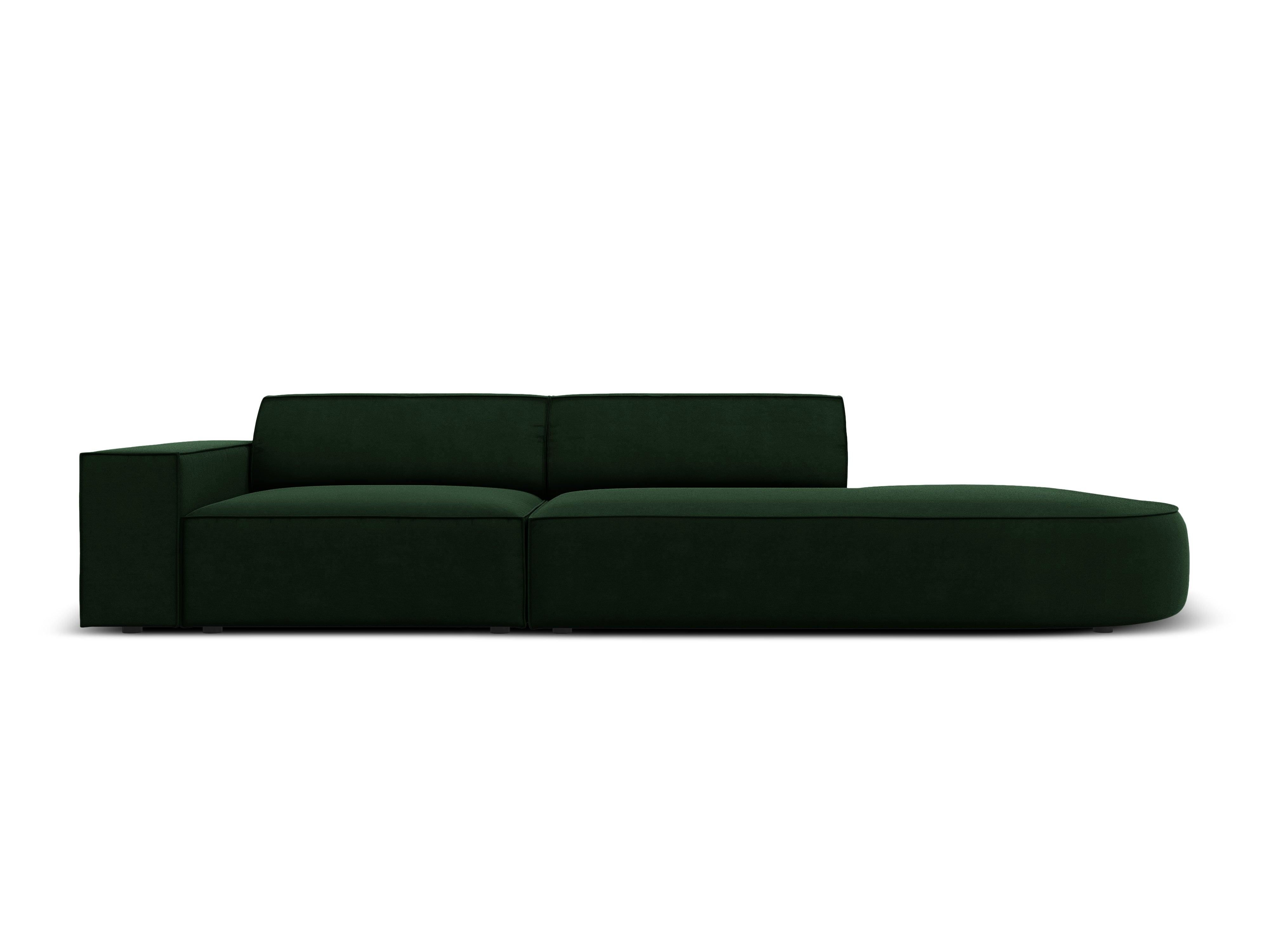Sofa aksamitna prawostronna okrągła 3-osobowa JODIE butelkowa zieleń Micadoni Eye on Design