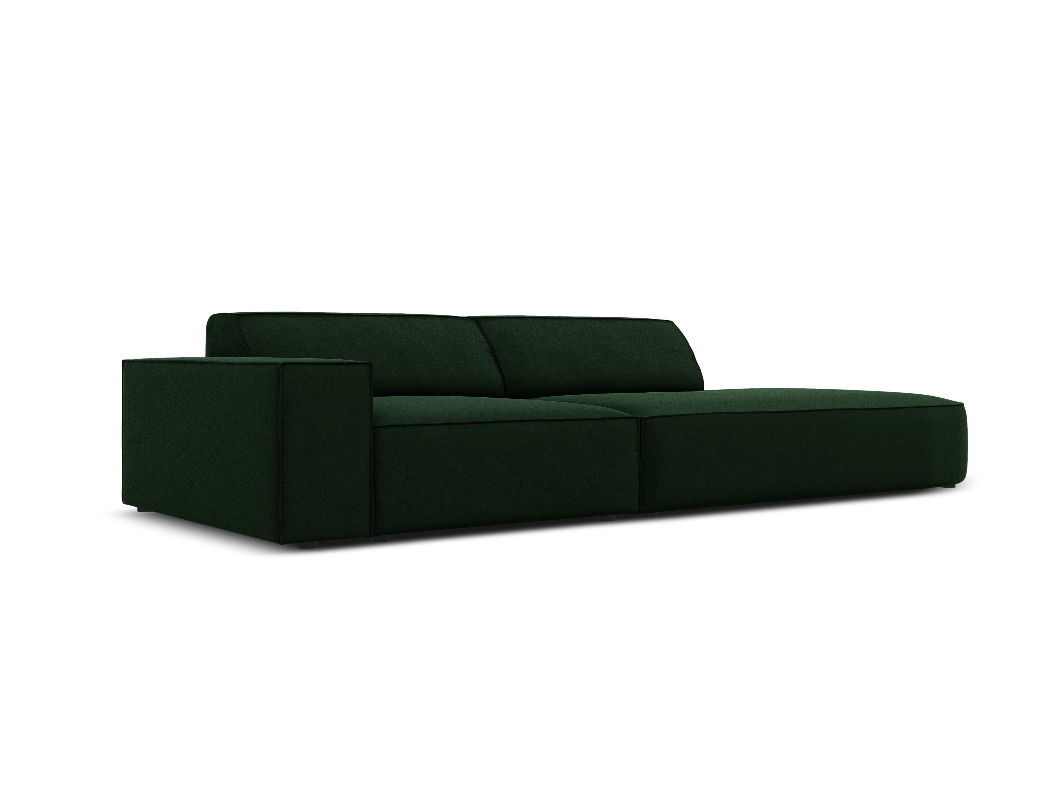 Sofa aksamitna prawostronna okrągła 3-osobowa JODIE butelkowa zieleń Micadoni Eye on Design