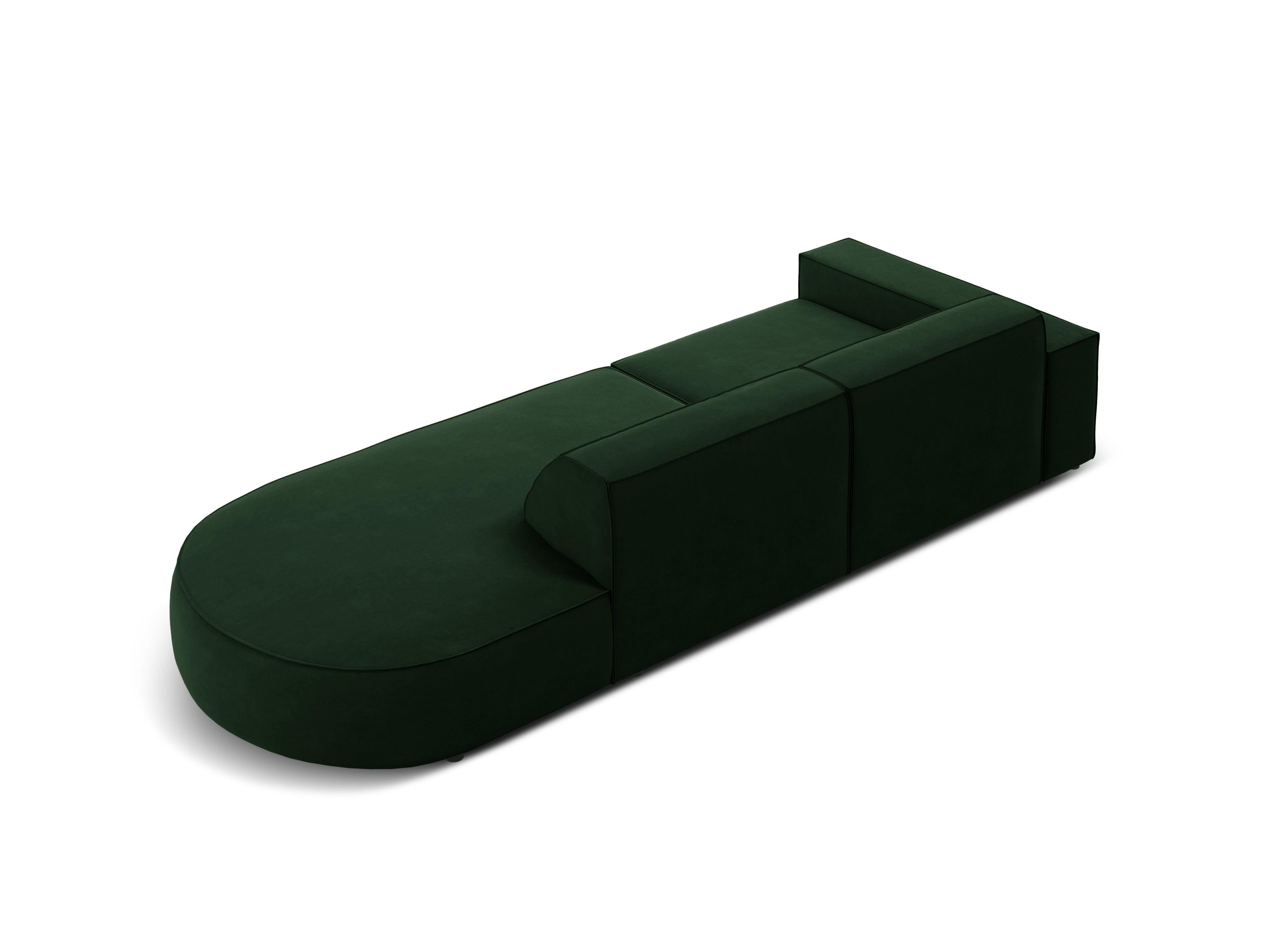 Sofa aksamitna prawostronna okrągła 3-osobowa JODIE butelkowa zieleń Micadoni Eye on Design