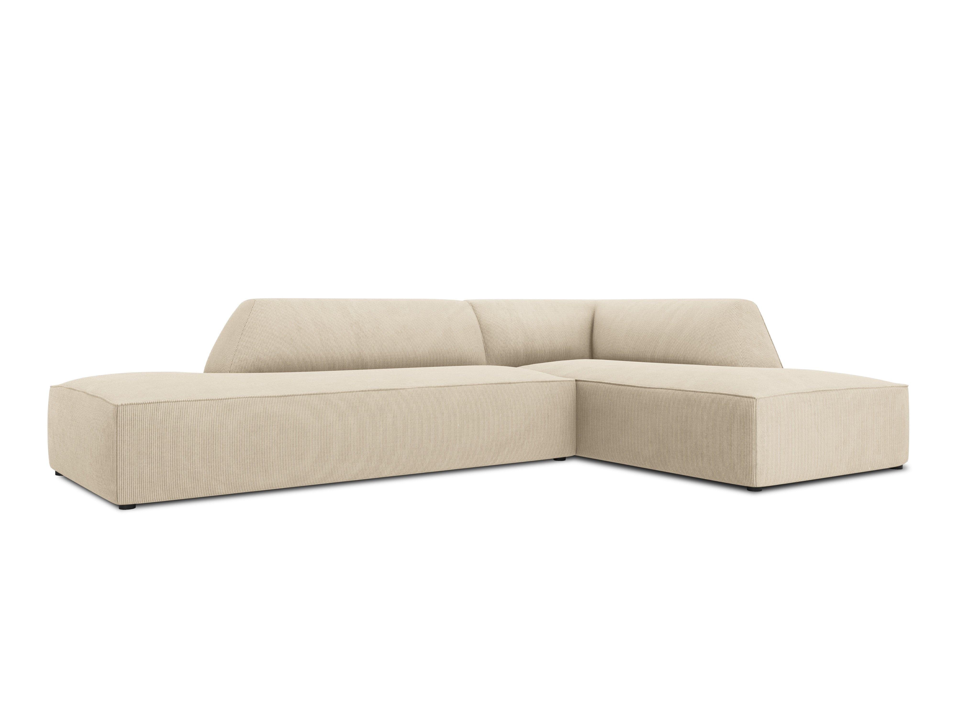 Sofa narożna sztruksowa prawostronny RUBY beżowy Micadoni Eye on Design