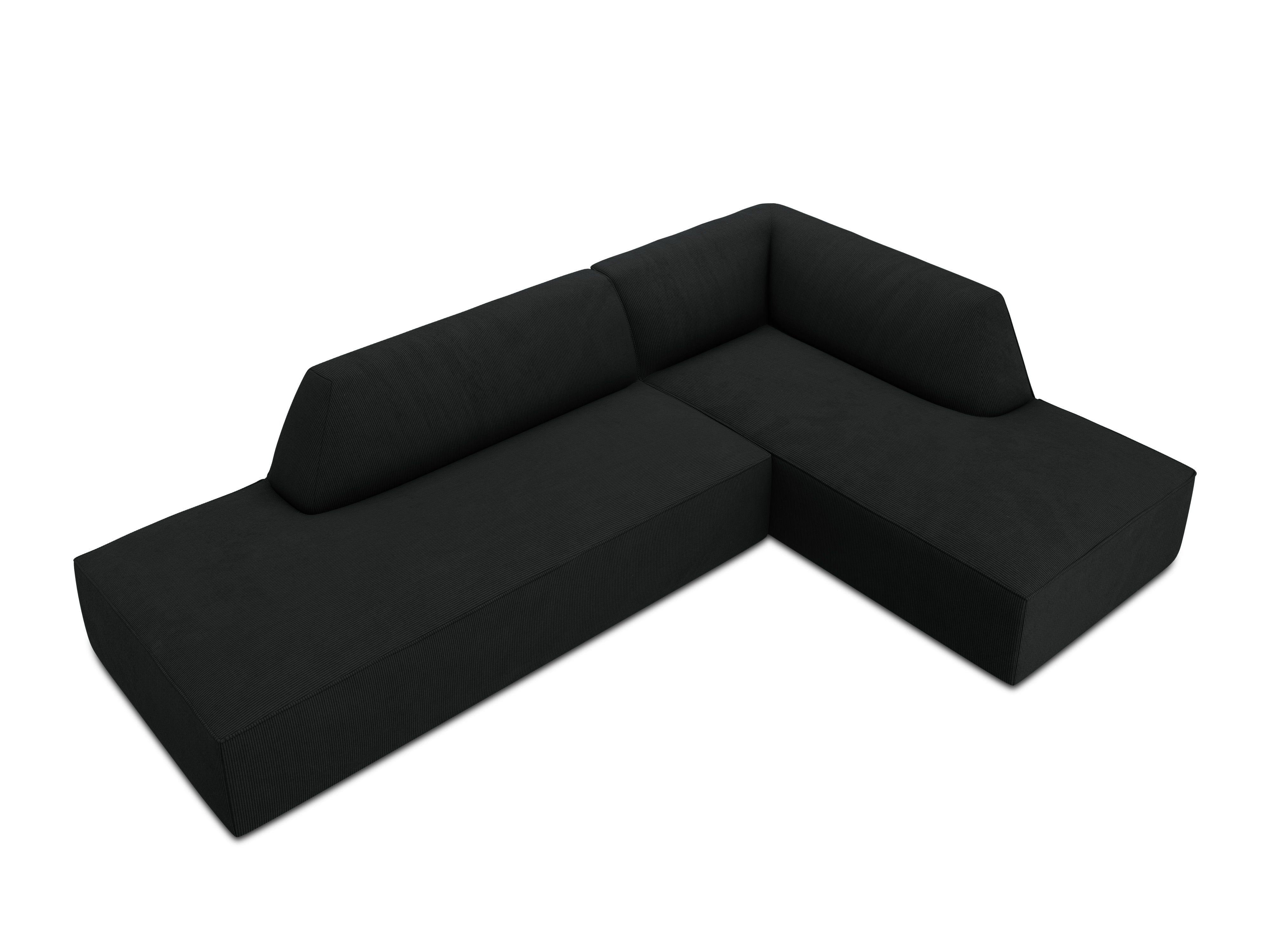 Sofa narożna sztruksowa prawostronny RUBY czarny Micadoni Eye on Design