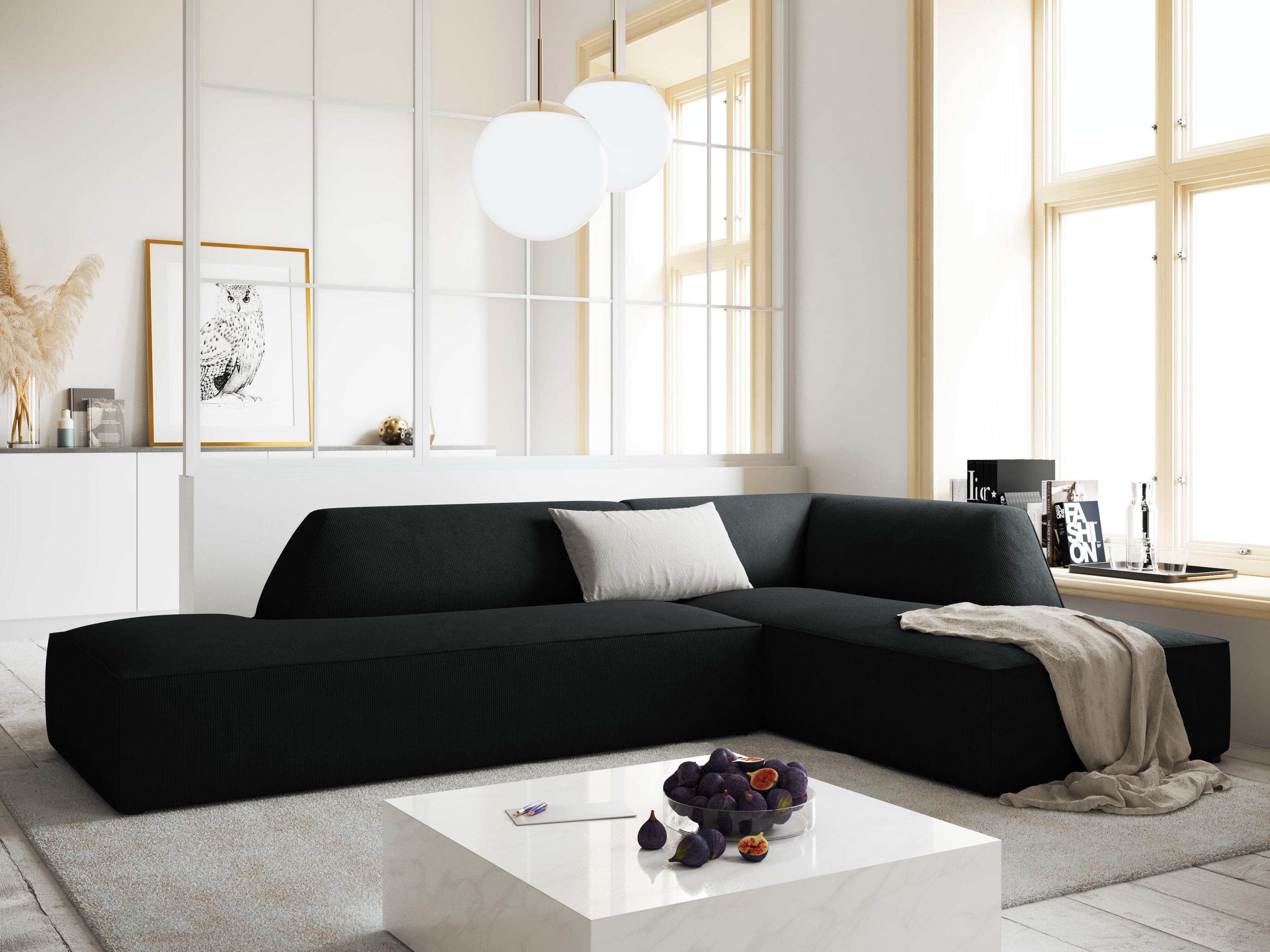 Sofa narożna sztruksowa prawostronny RUBY czarny Micadoni Eye on Design
