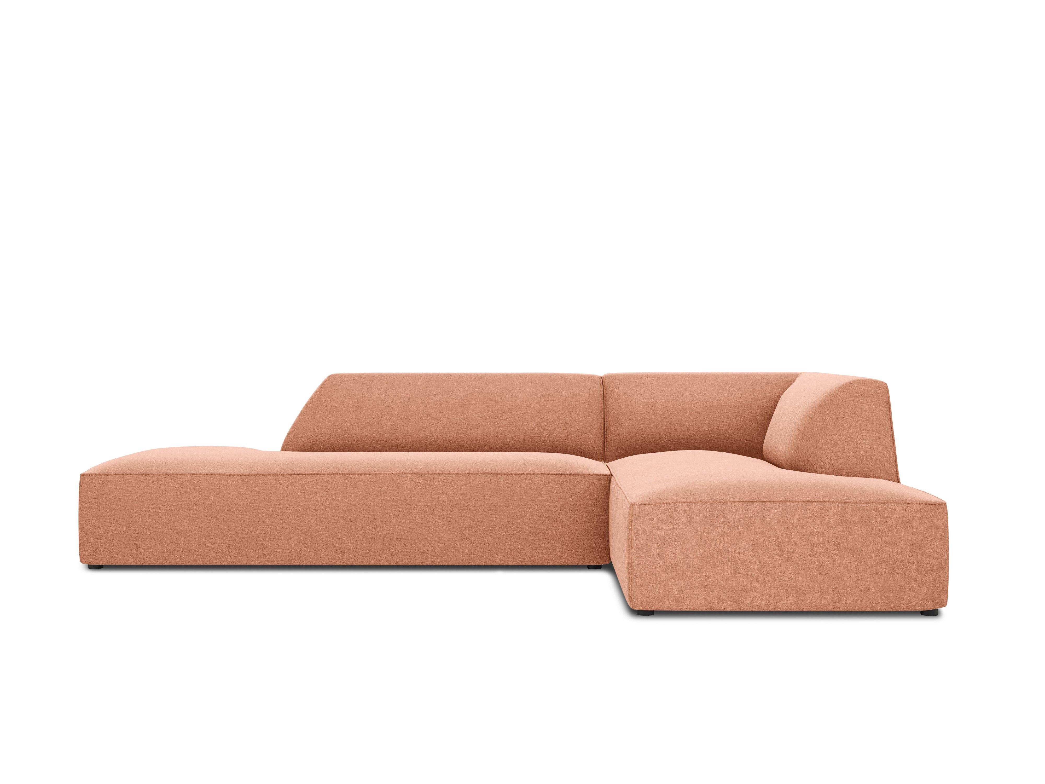 Sofa narożna aksamitna prawostronna RUBY łososiowy Micadoni Eye on Design
