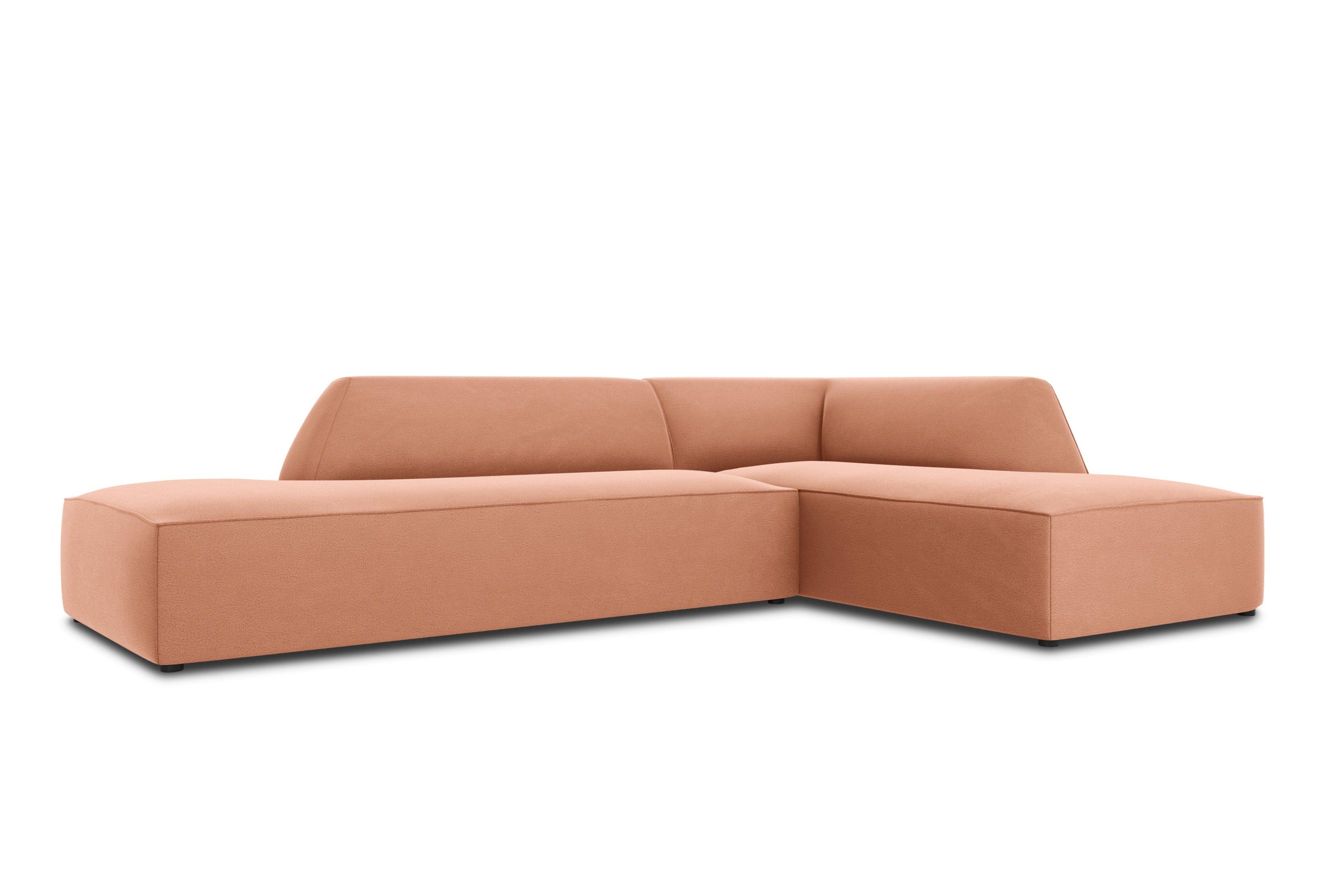 Sofa narożna aksamitna prawostronna RUBY łososiowy Micadoni Eye on Design