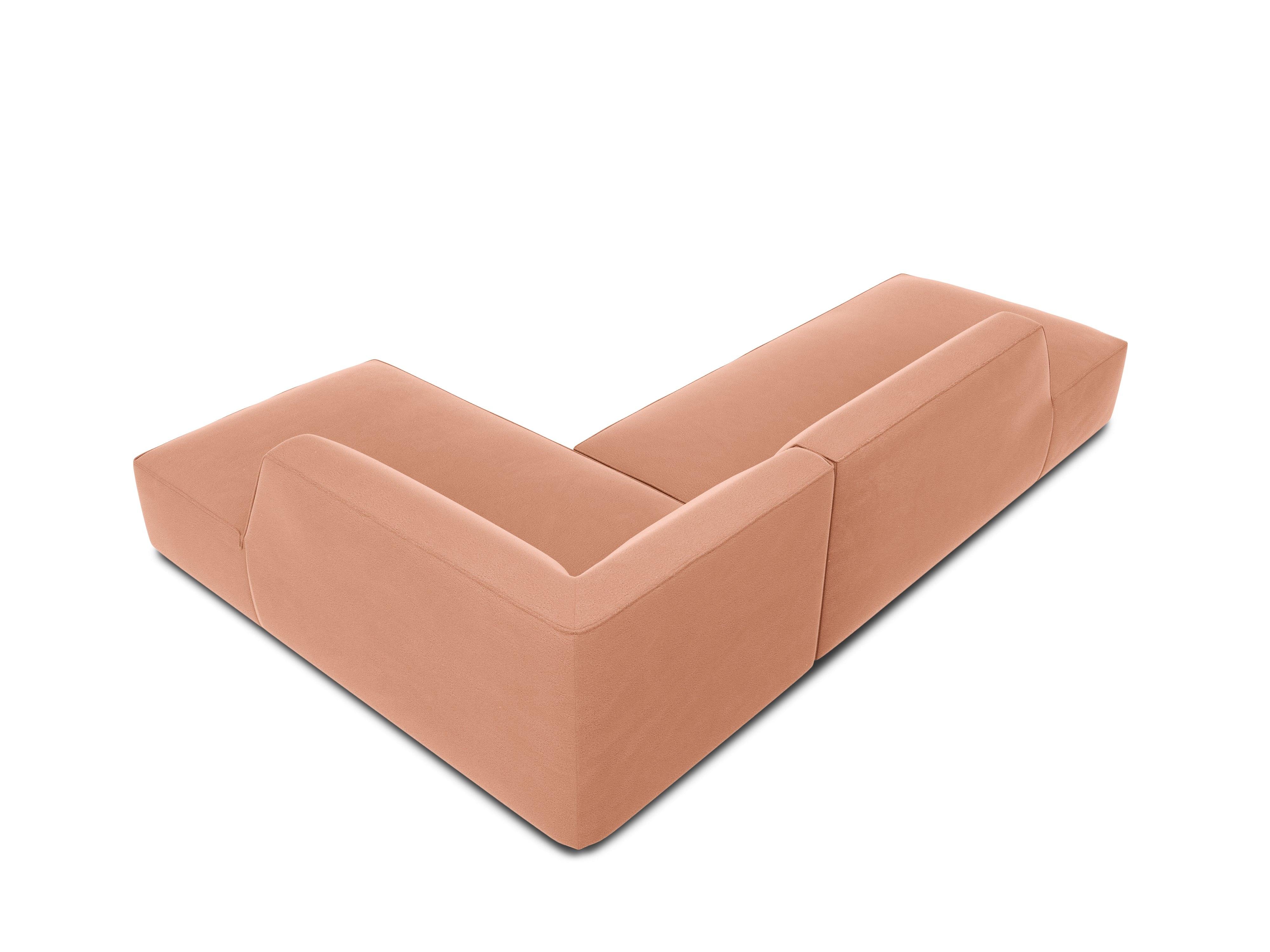 Sofa narożna aksamitna prawostronna RUBY łososiowy Micadoni Eye on Design