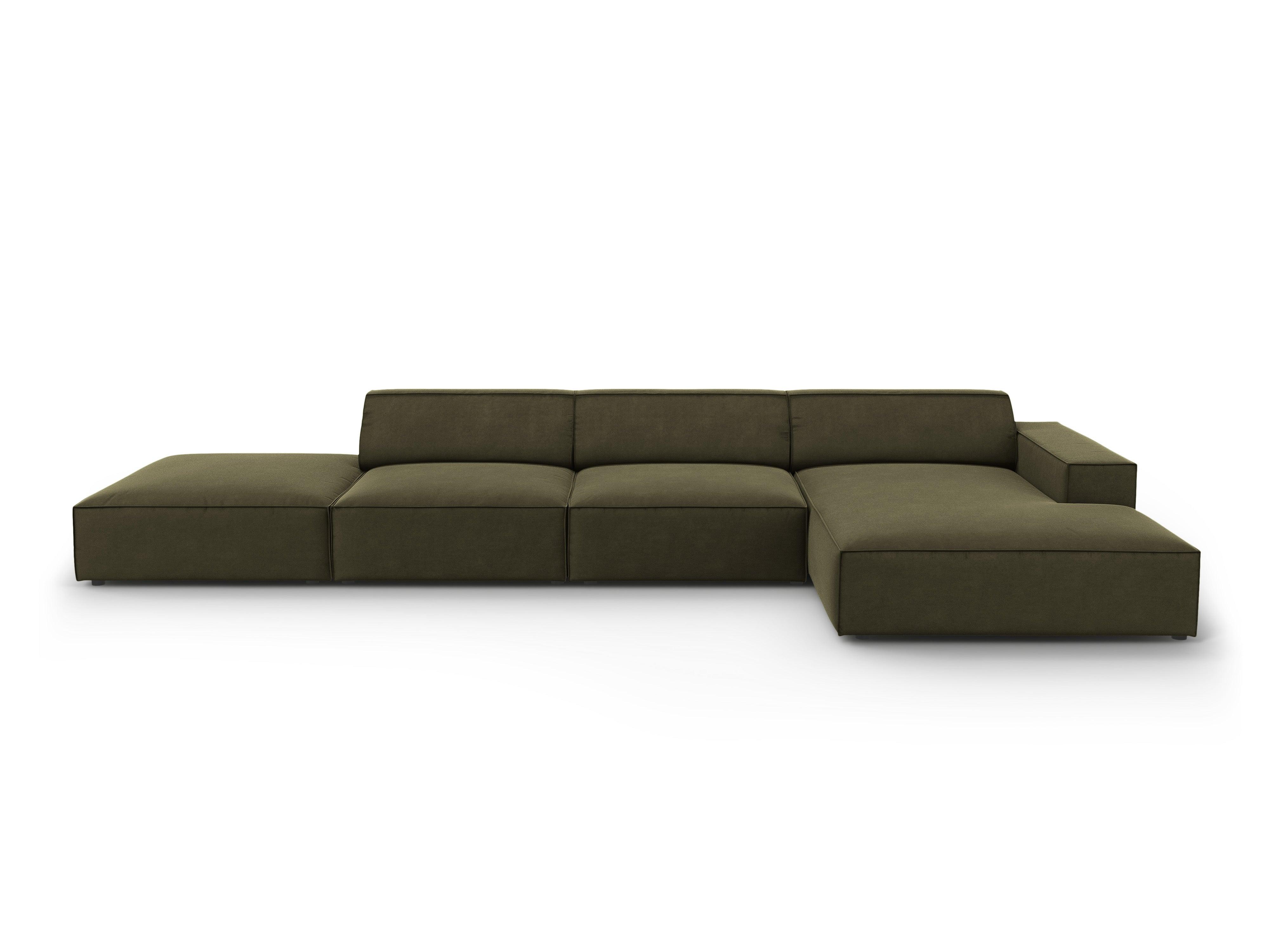 Narożnik aksamitny prawostronny 5-osobowy JODIE zielony Micadoni Eye on Design