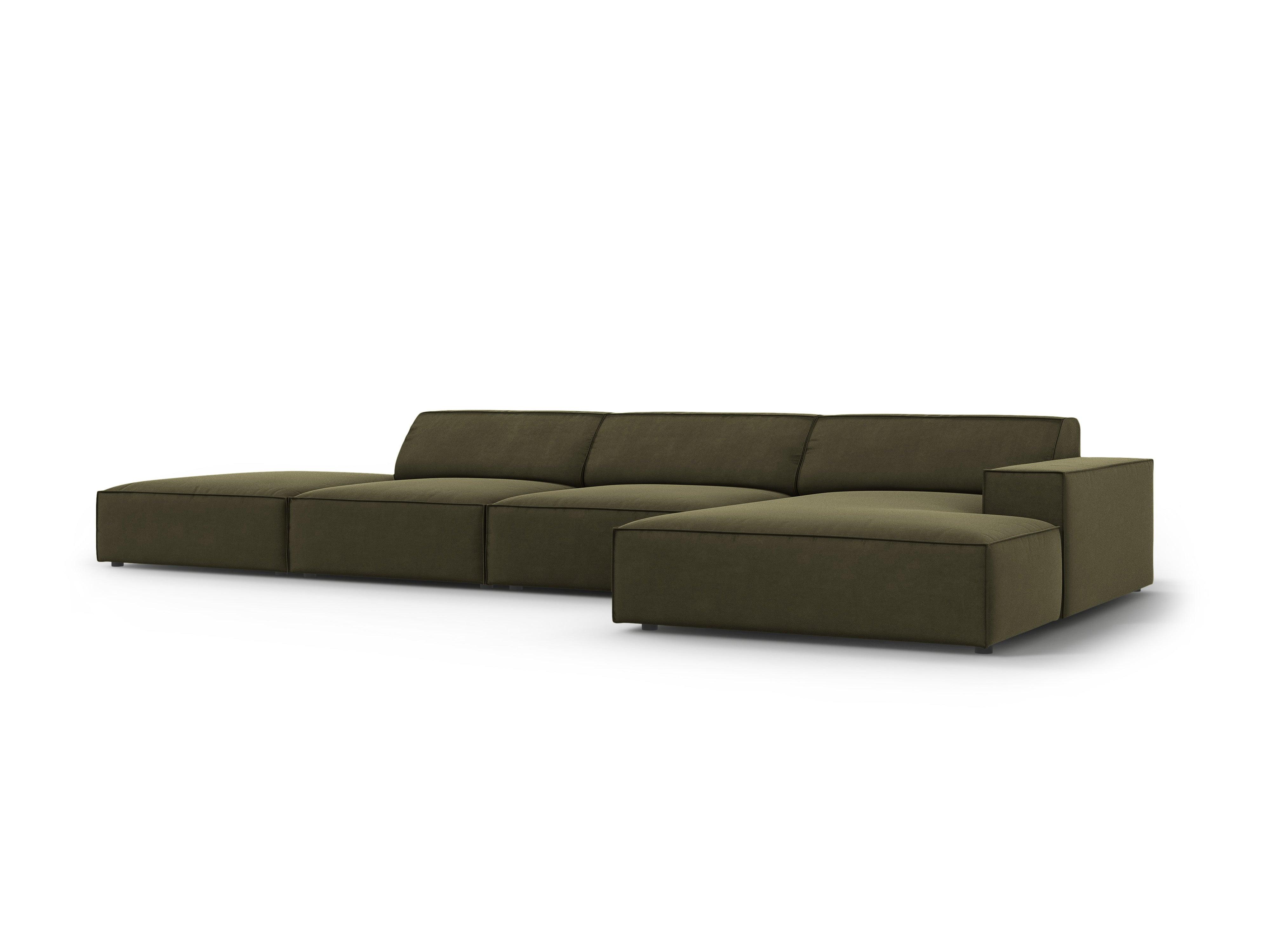 Narożnik aksamitny prawostronny 5-osobowy JODIE zielony Micadoni Eye on Design