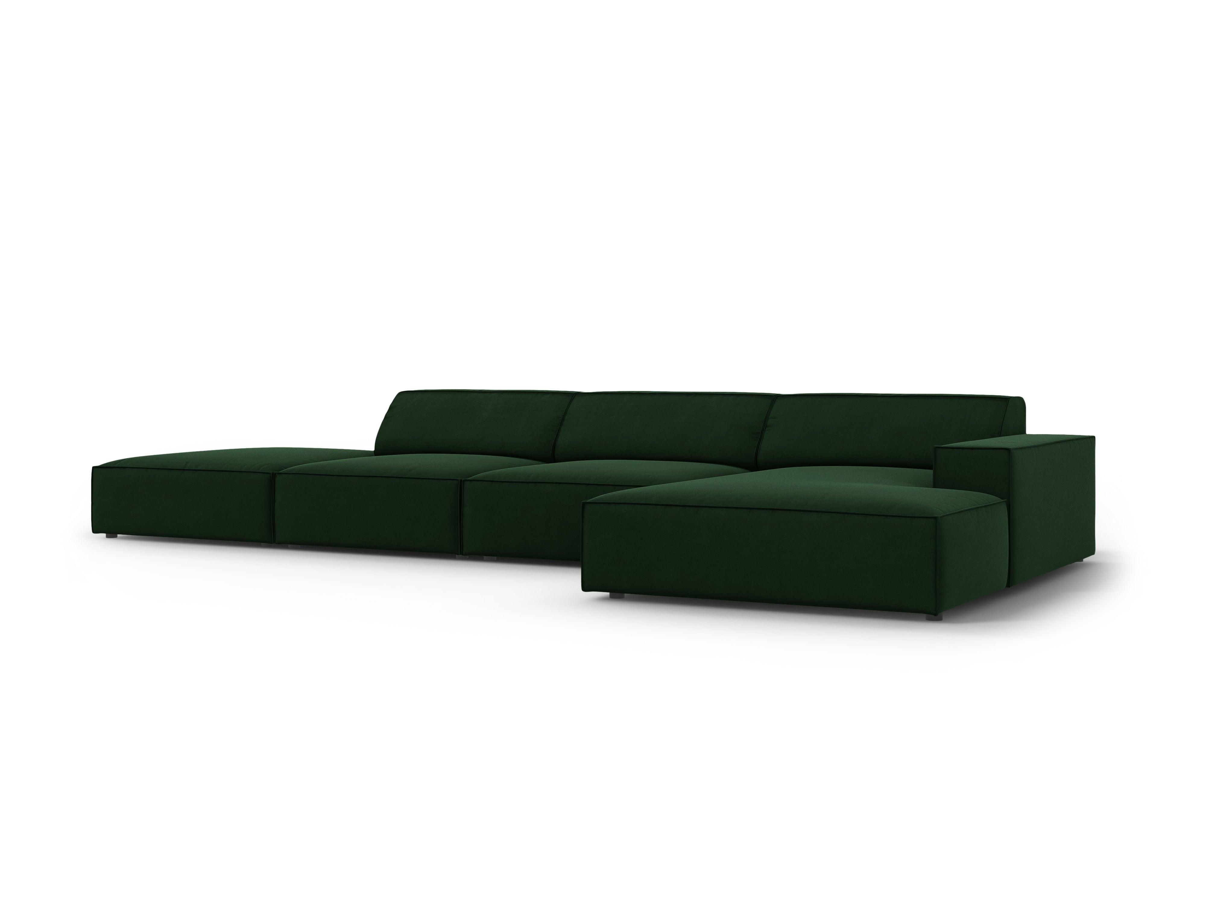 Narożnik aksamitny prawostronny 5-osobowy JODIE butelkowa zieleń Micadoni Eye on Design