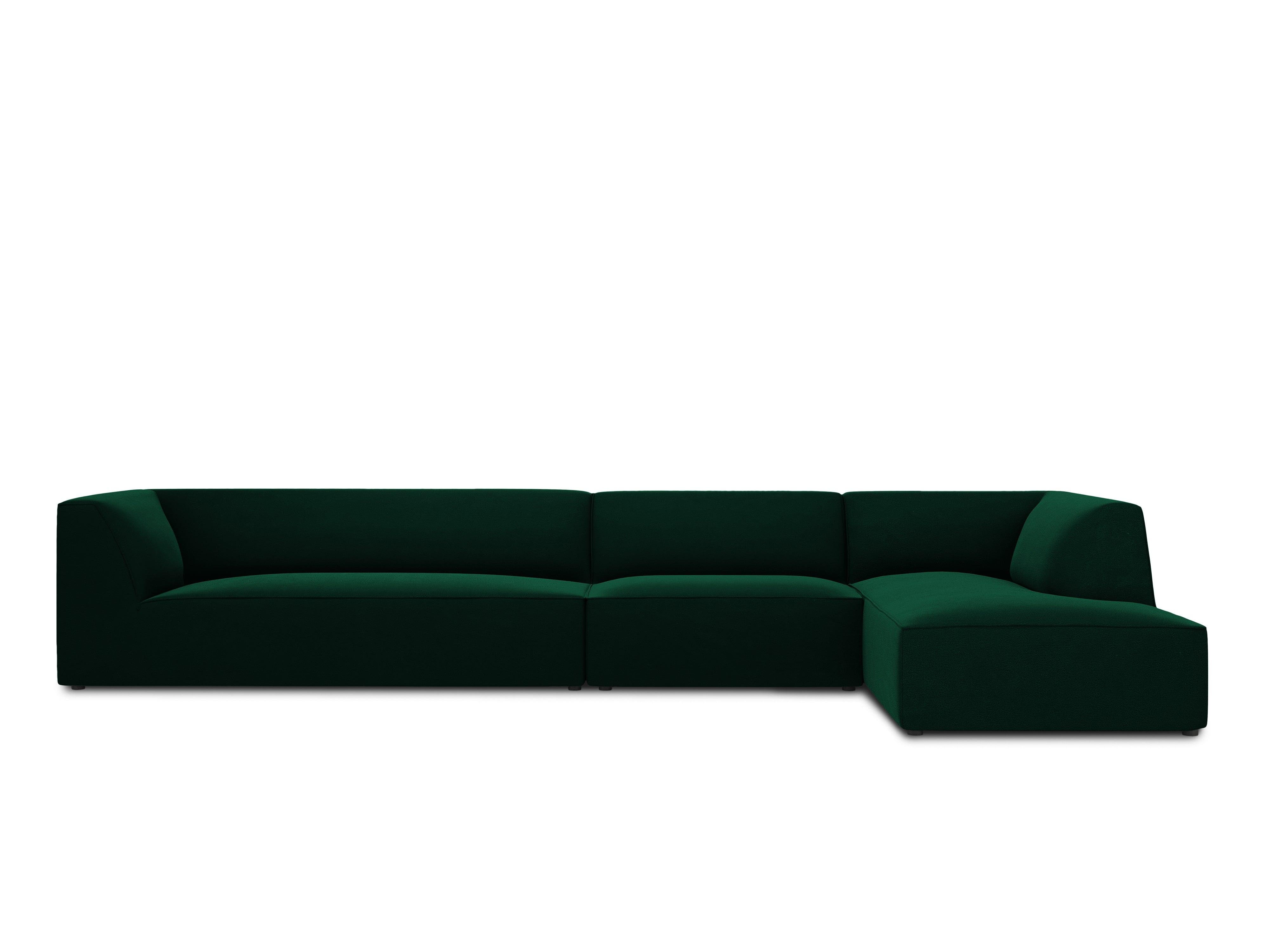 Narożnik aksamitny 5-osobowy prawostronny RUBY butelkowa zieleń Micadoni Eye on Design