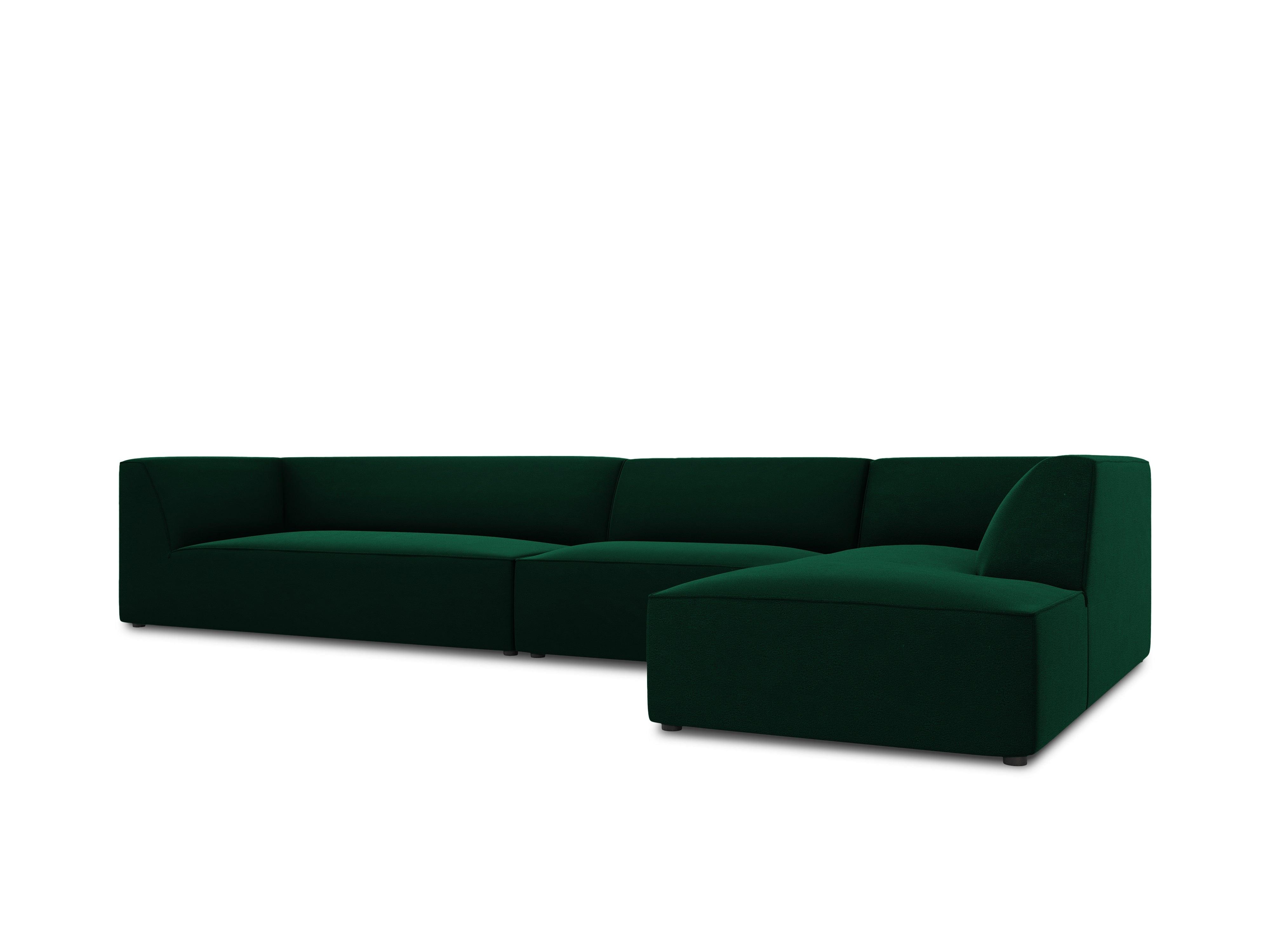 Narożnik aksamitny 5-osobowy prawostronny RUBY butelkowa zieleń Micadoni Eye on Design