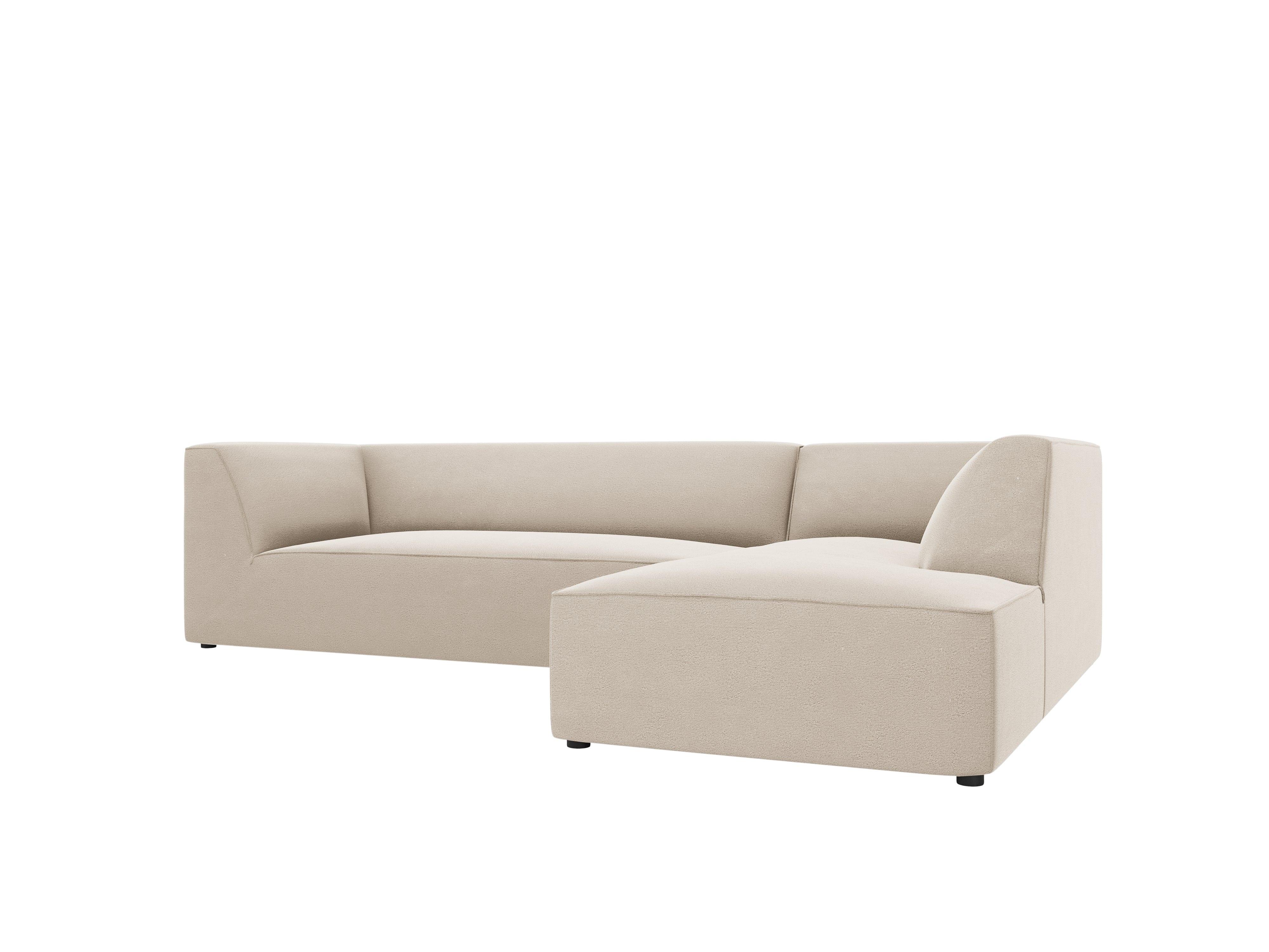 Narożnik aksamitny 4-osobowy prawostronny RUBY beżowy Micadoni Eye on Design