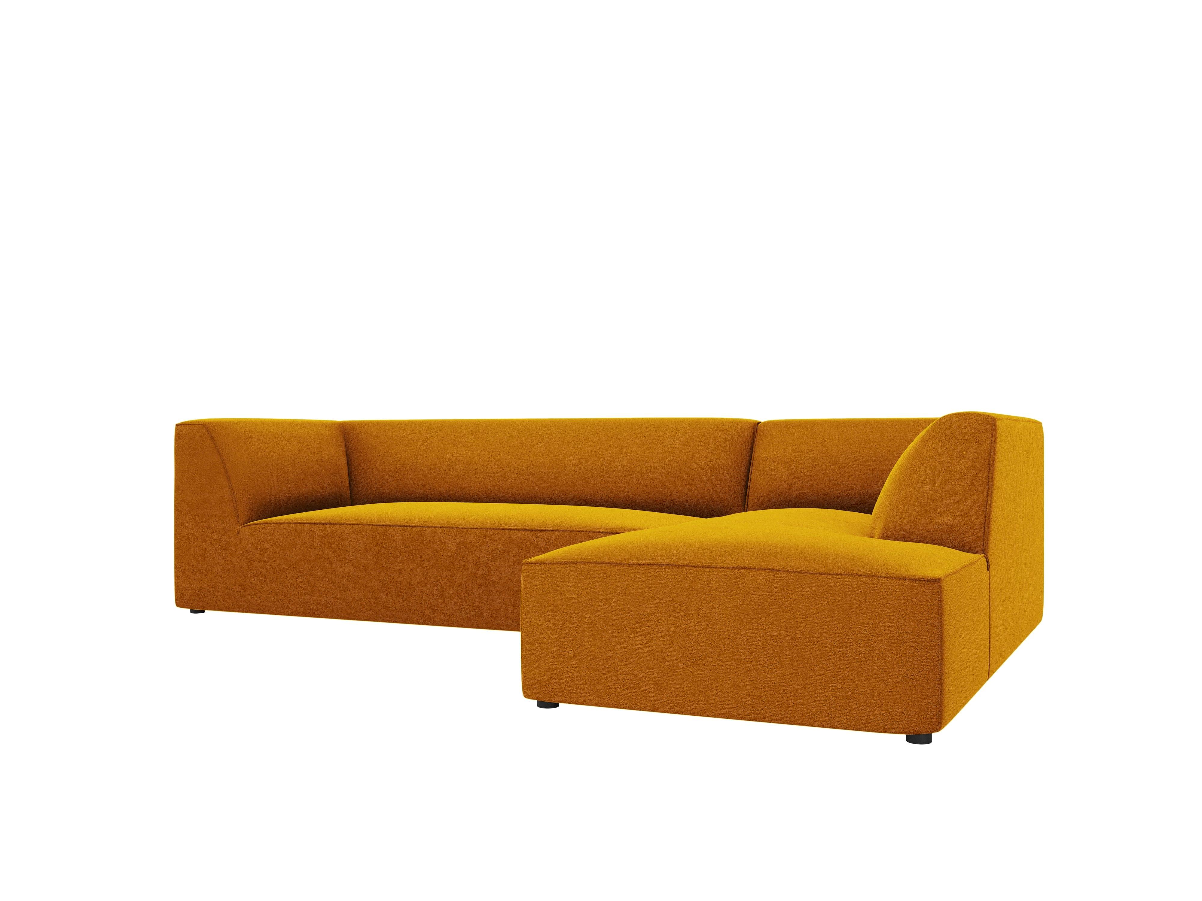 Narożnik aksamitny 4-osobowy prawostronny RUBY żółty Micadoni Eye on Design