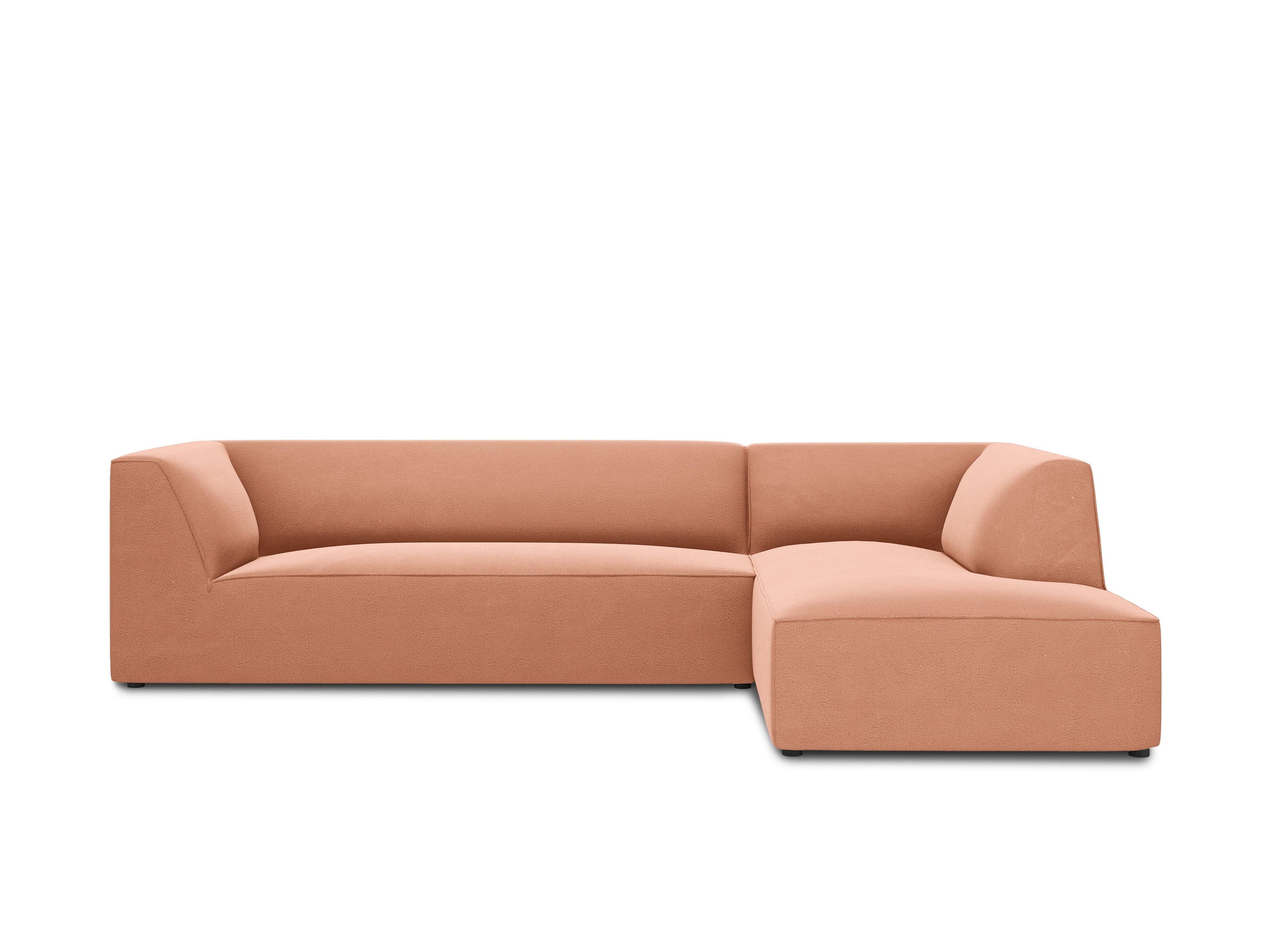 Narożnik aksamitny 4-osobowy prawostronny RUBY łososiowy Micadoni Eye on Design