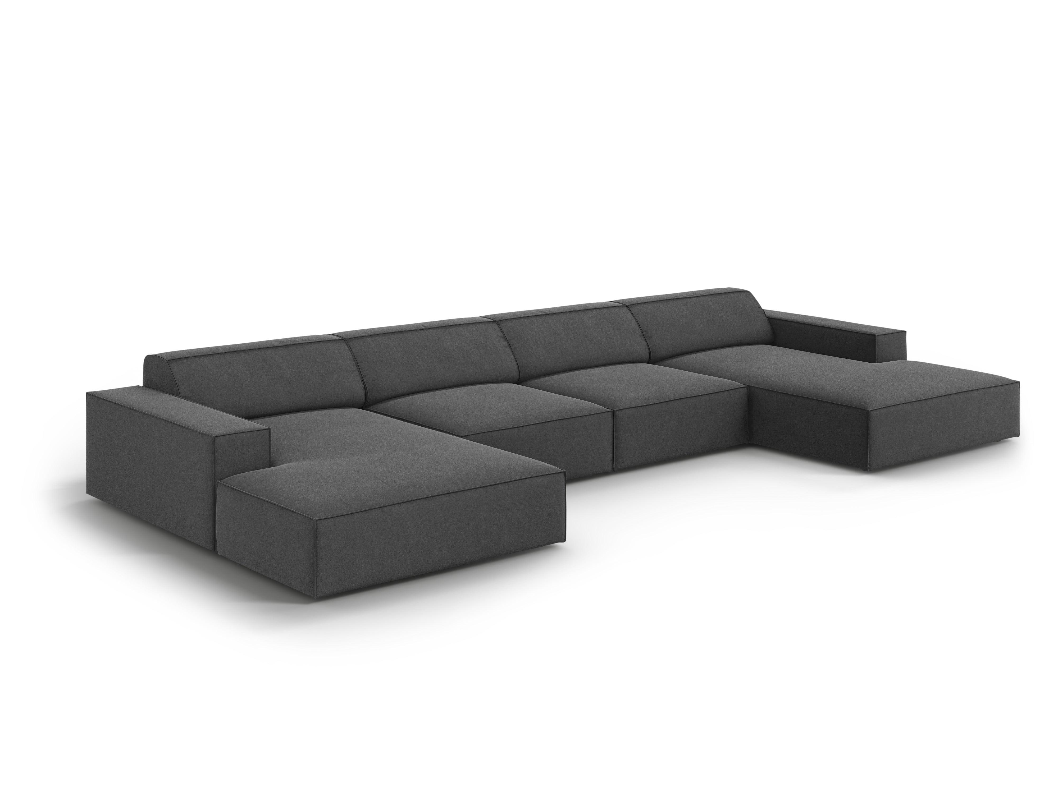 Sofa panoramiczna aksamitna JODIE ciemnoszary Micadoni Eye on Design