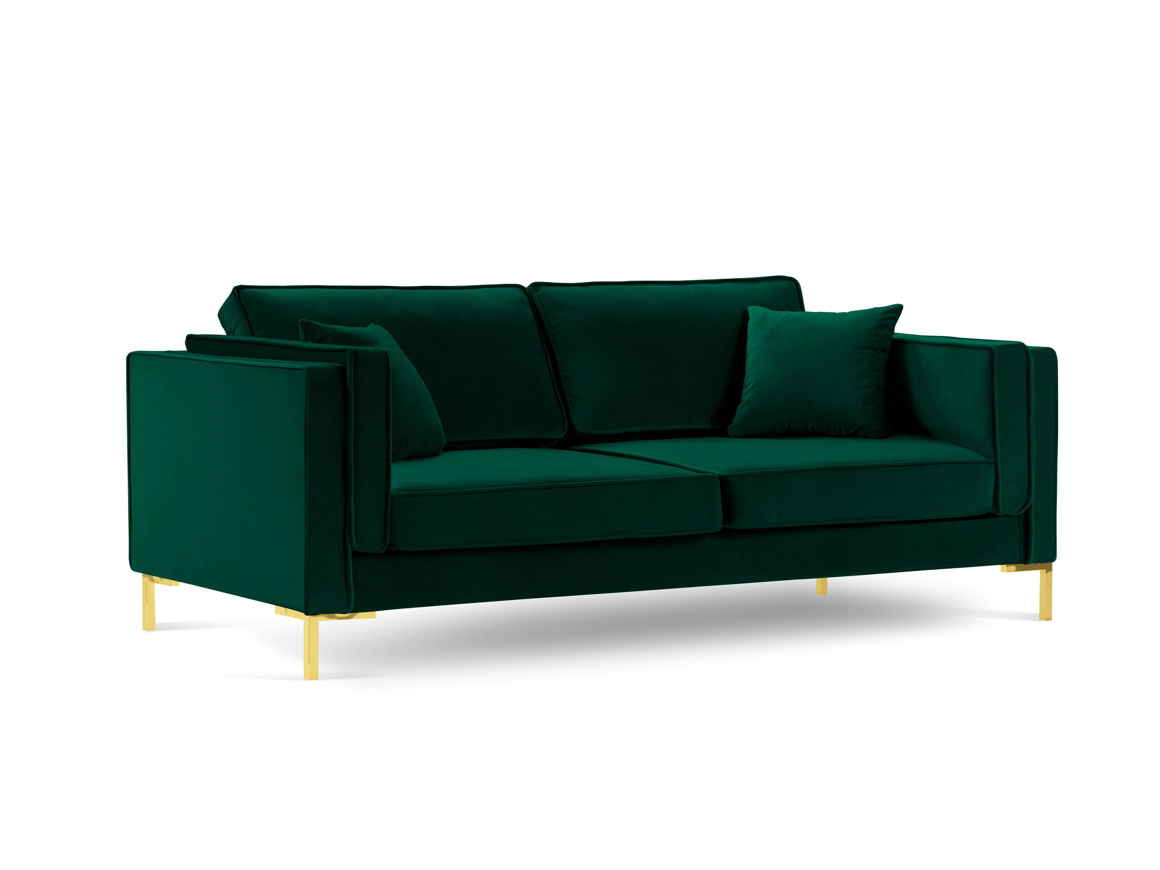 LUIS 4-Sitzer-Sofa aus flaschengrünem Samt mit goldenem Gestell