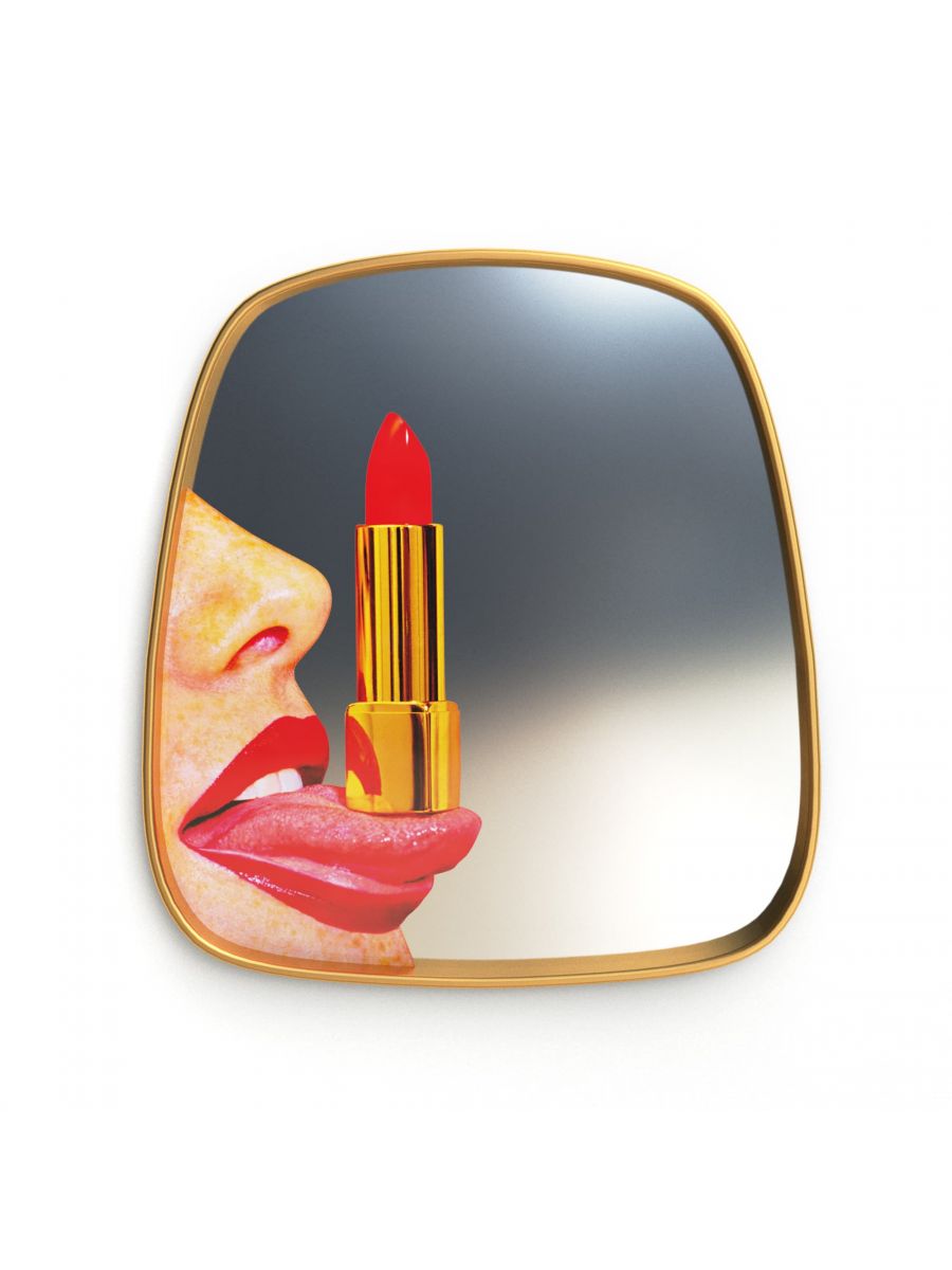 Dekorativer Spiegel TONGUE mit goldenem Rahmen