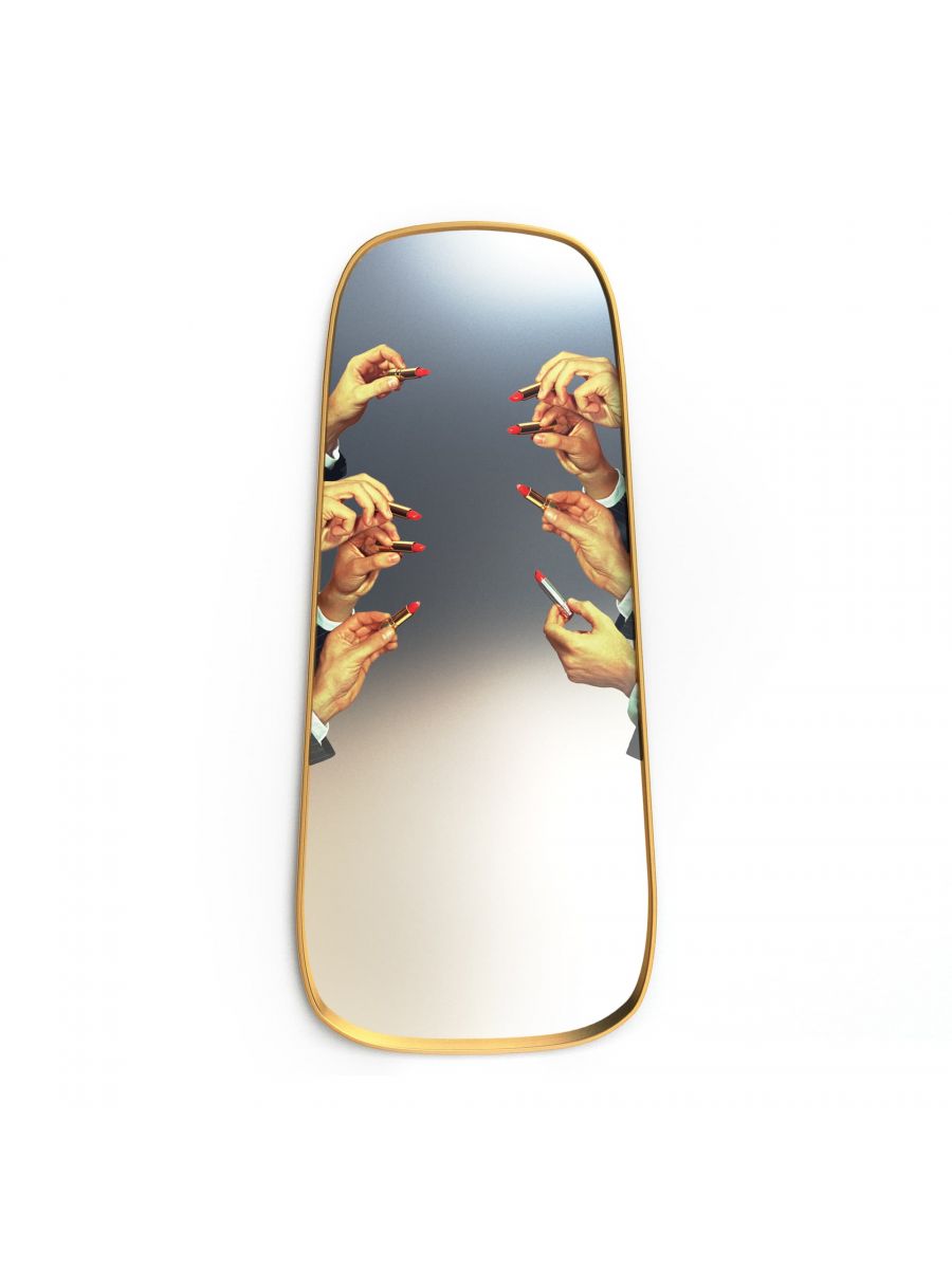 LIPSTICKS-Spiegel mit goldenem Rahmen