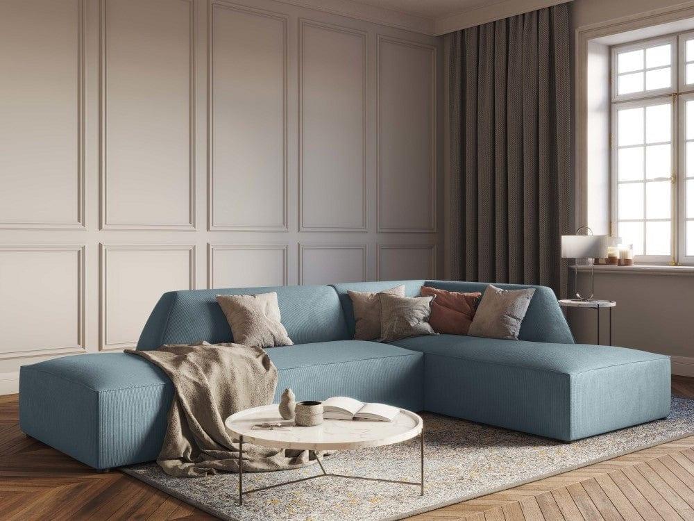 Sofa narożna sztruksowa prawostronny RUBY jasnoniebieski Micadoni Eye on Design